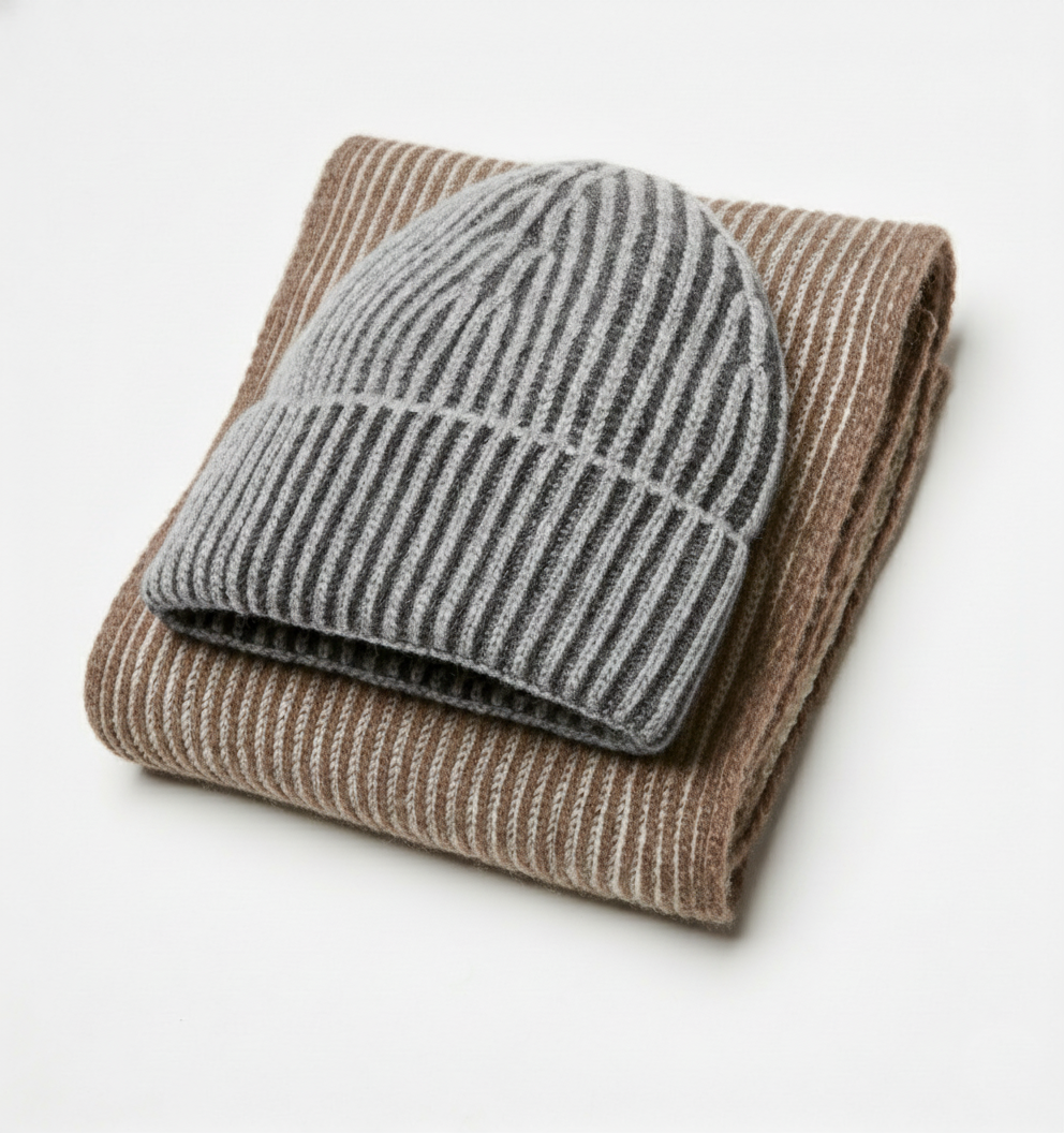 ENSEMBLE BONNET ET ÉCHARPE EN CACHEMIRE (WALLACE & WARD)