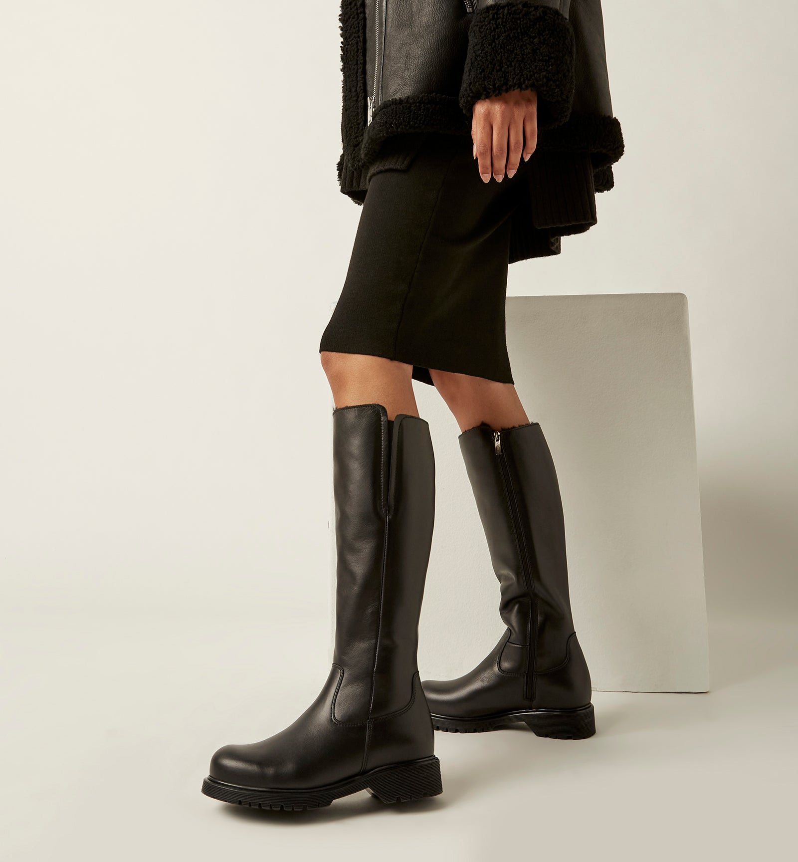 HELENE SHEARLING-LINED LEATHER BOOT