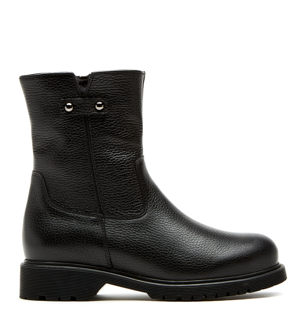 HOGAN SHEARLING LINED PEBBLE LEATHER BOOTIE