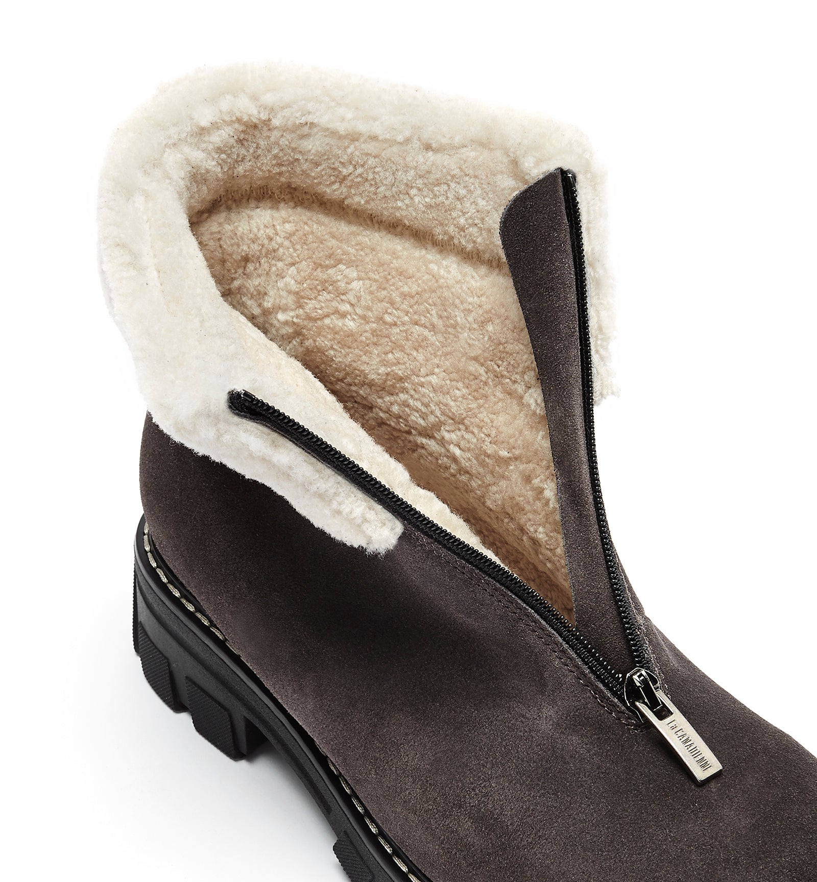 ABBA SHEARLING-LINED SUEDE BOOTIE