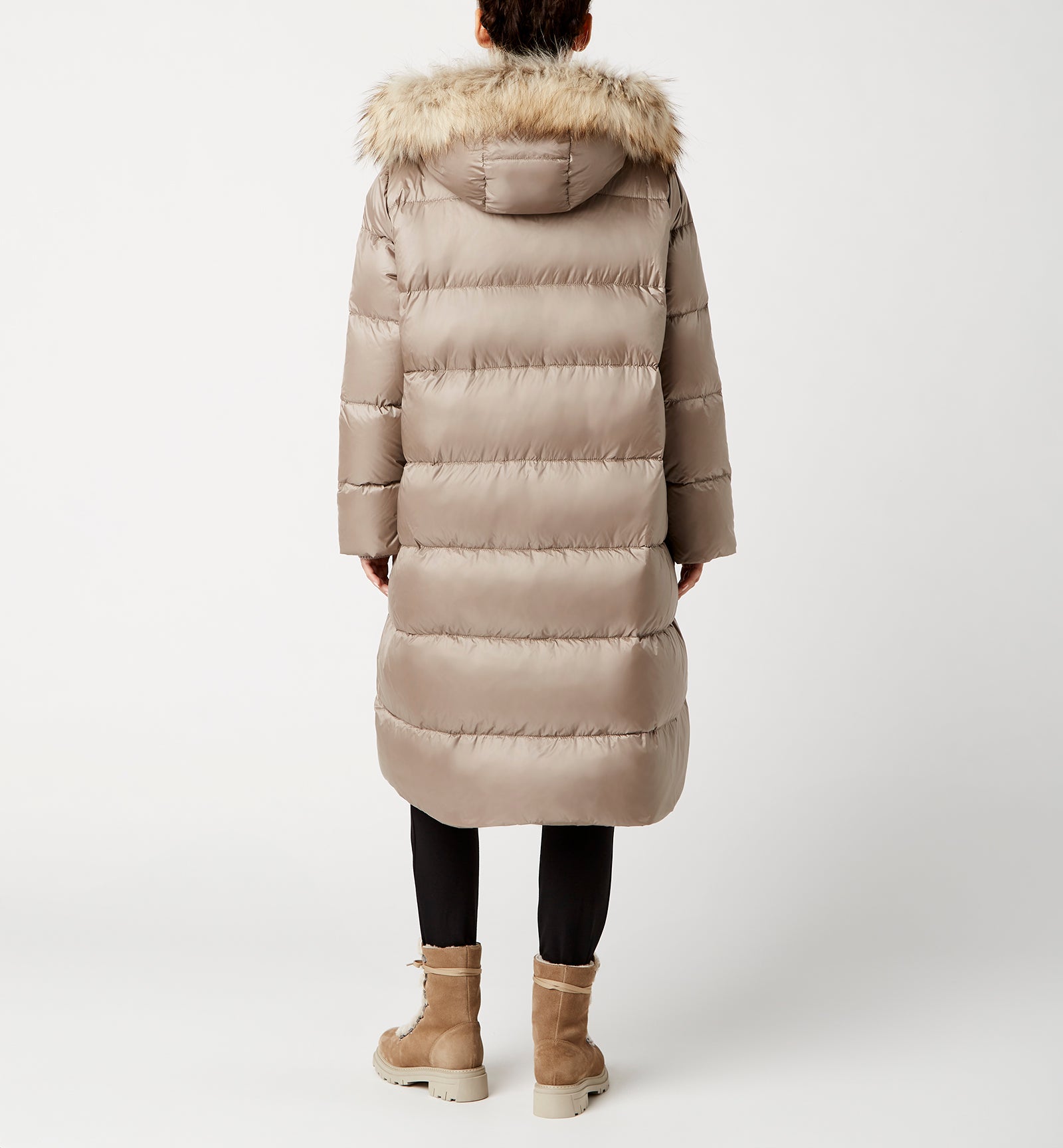 La Canadienne Nina Long Down Puffer Coat Taupe 44