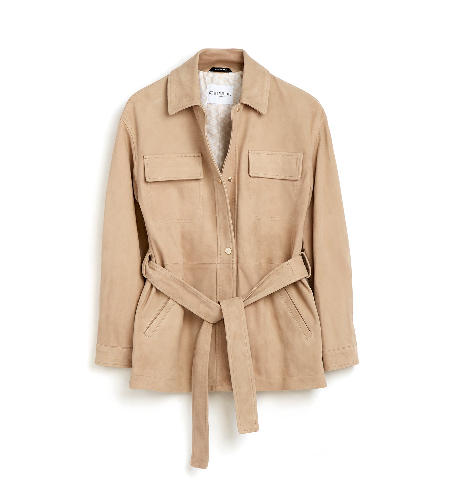 NALINI BELTED SUEDE SHIRT JACKET