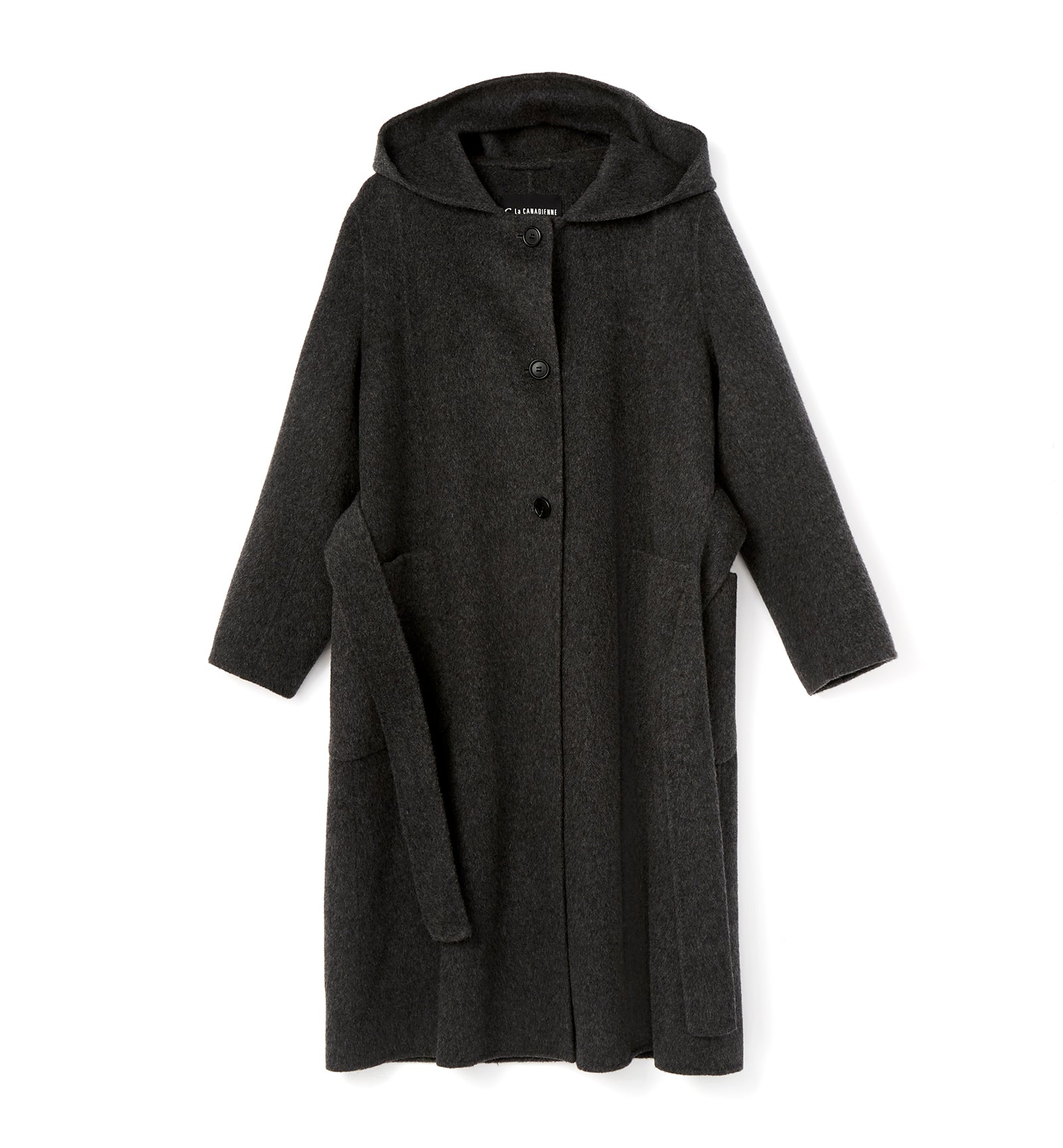 Melange wool hooded knitted coat online