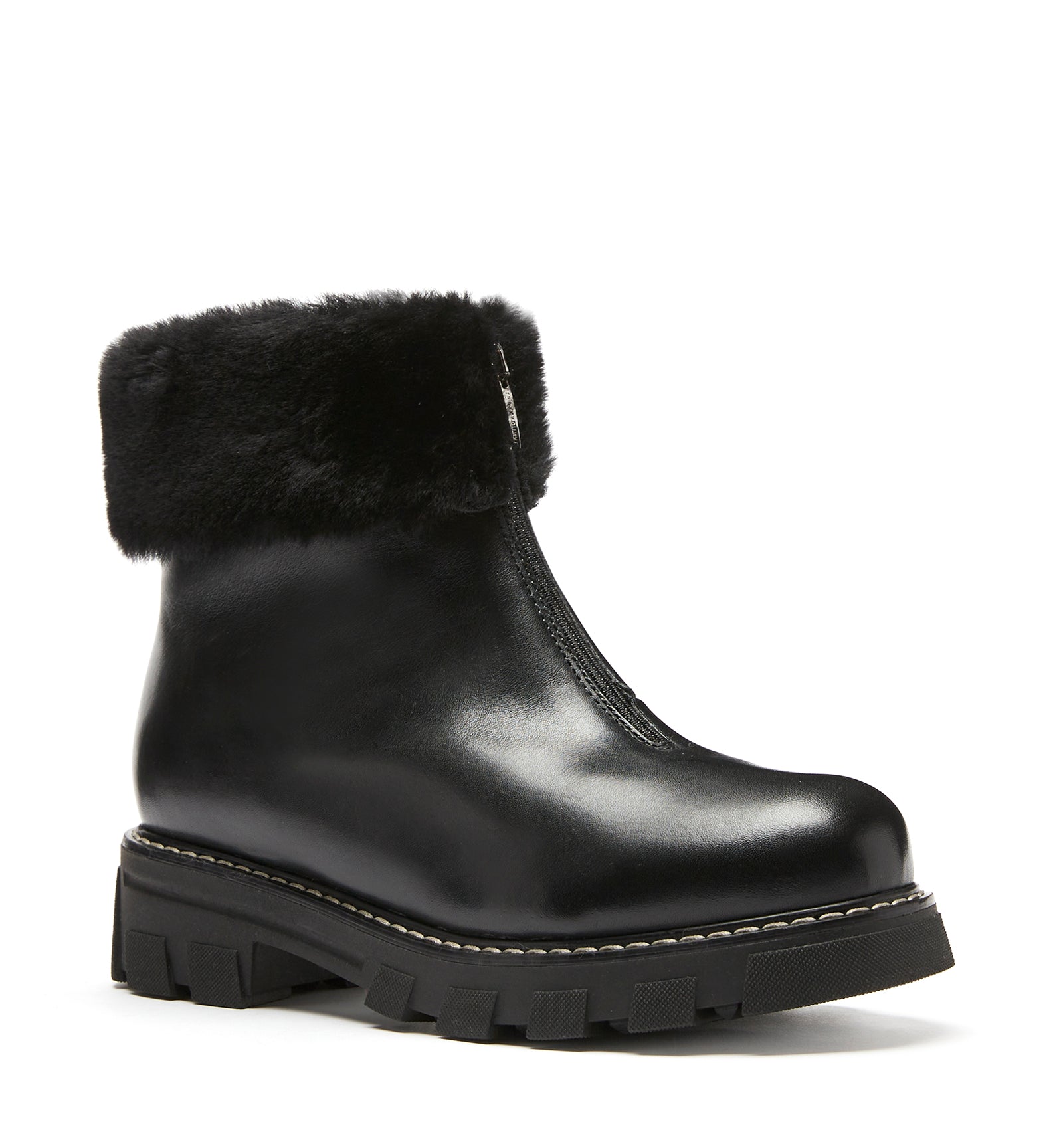 ABBA SHEARLING-LINED LEATHER BOOTIE