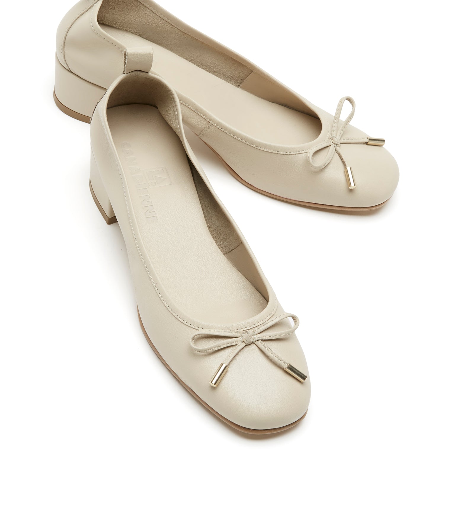 AMIE LEATHER HEELED BALLERINA