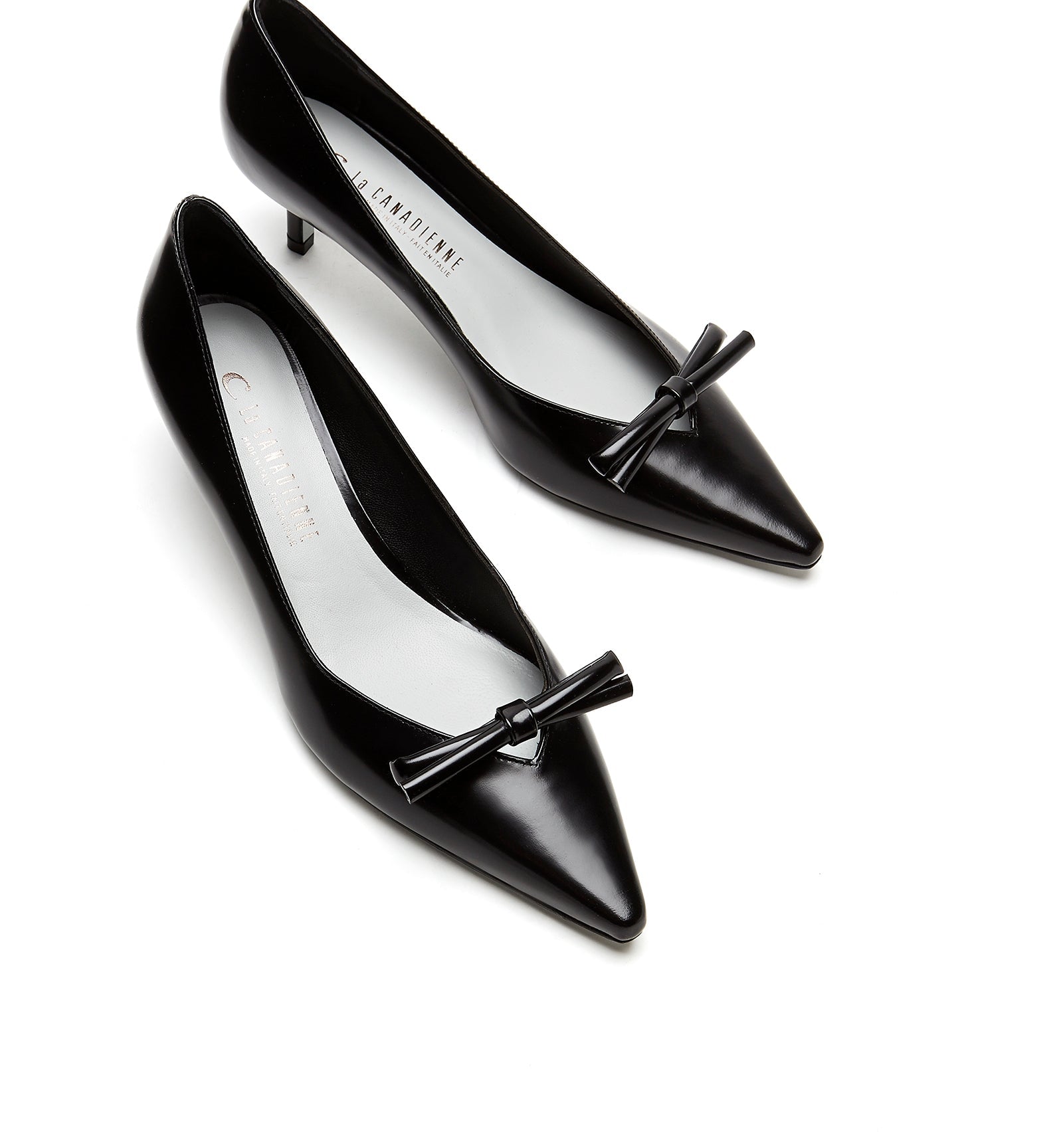 ARLOW KITTEN HEEL SHINE LEATHER PUMP - La Canadienne