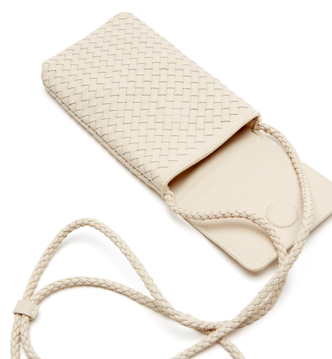 PHONIA WOVEN LEATHER PHONE BAG