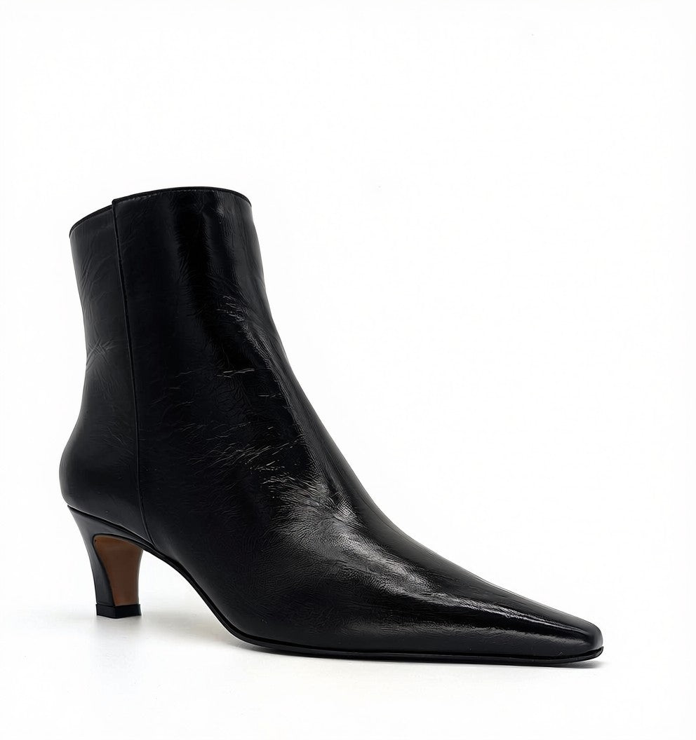 BEV CRUSHED LEATHER HEELED BOOTIE