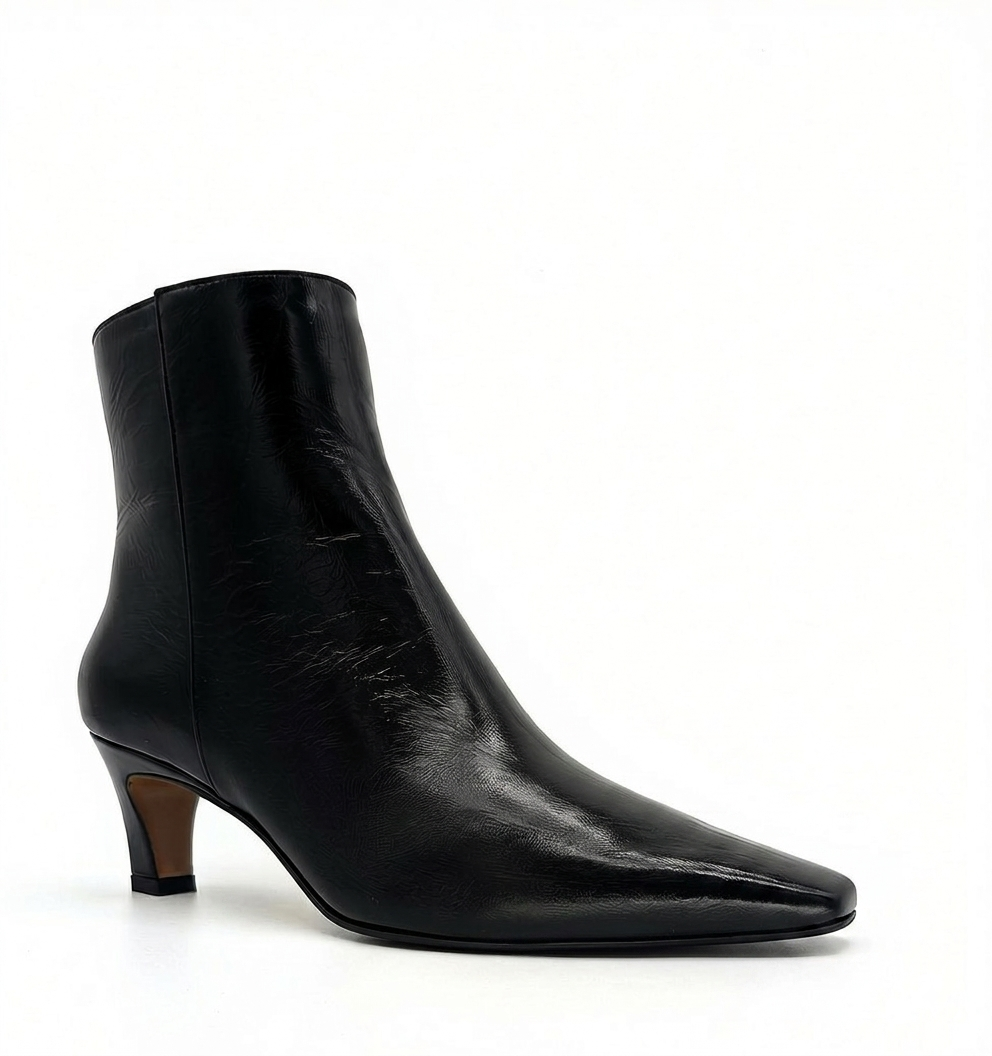 BEV BOTTILLON À TALON EN CUIR FROISSÉ