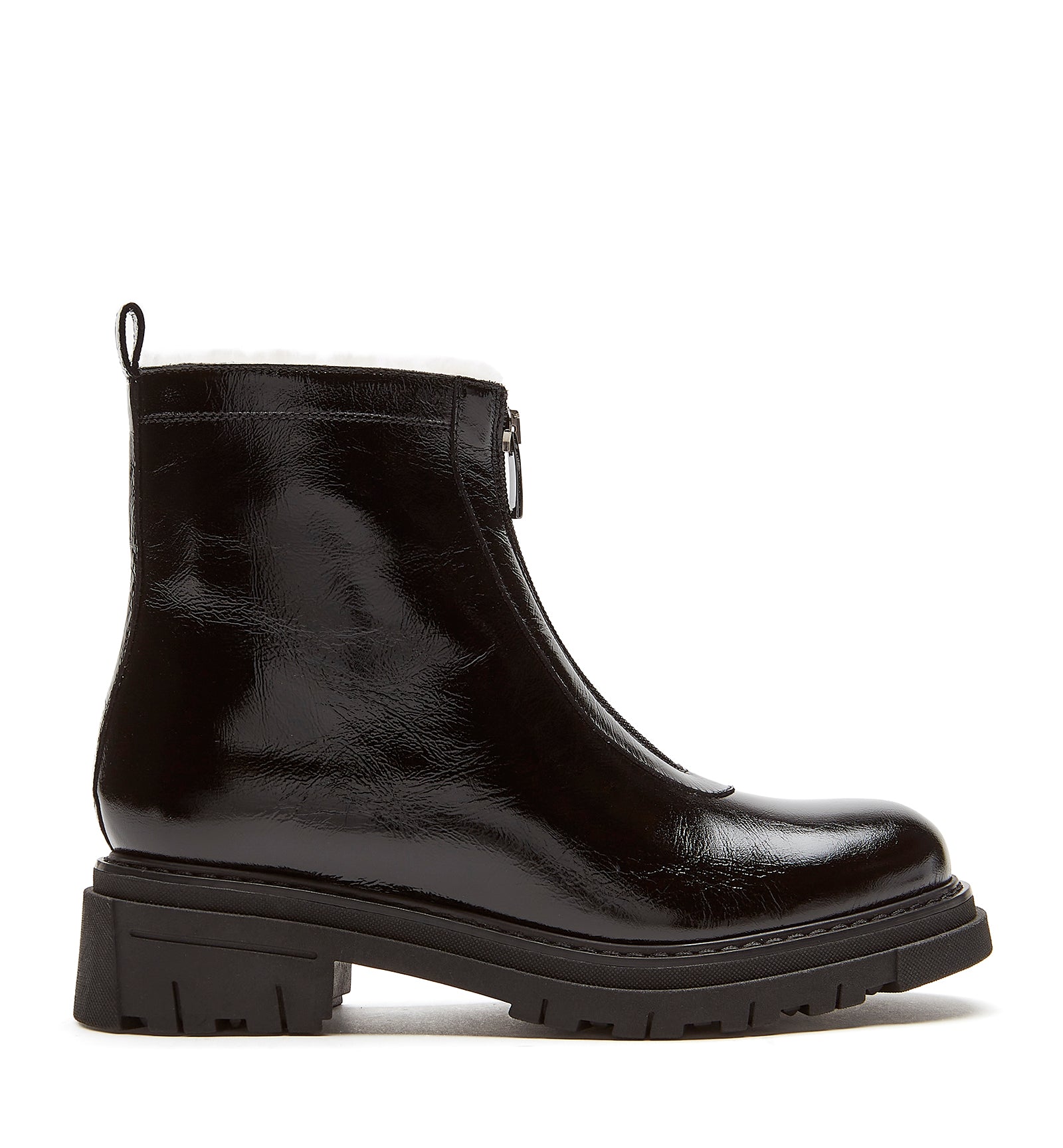 DELTA SHEARLING-LINED CRUSHED LEATHER BOOTIE — Item 1 of 5