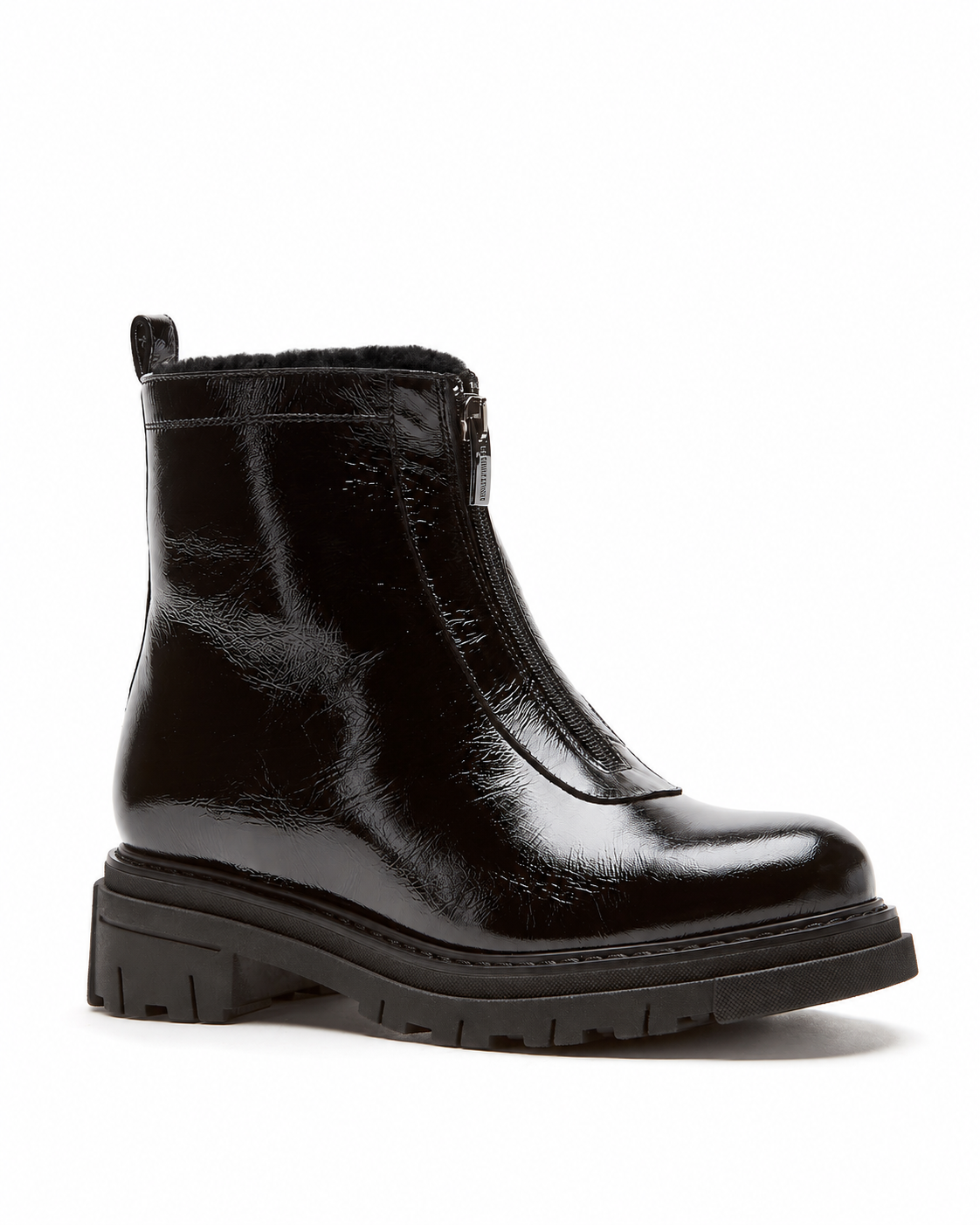 DELTA SHEARLING-LINED CRUSHED LEATHER BOOTIE