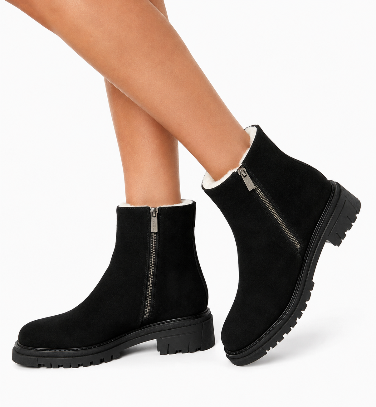 DIAMOND SHEARLING LINED SUEDE BOOTIE — Item 5 of 10