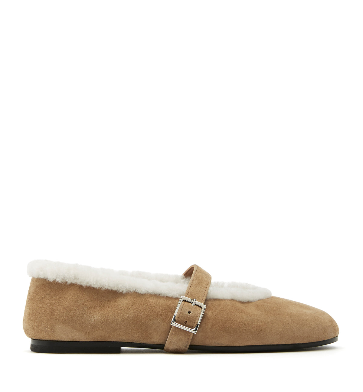 ELEGANT SHEARLING LINED SUEDE FLAT