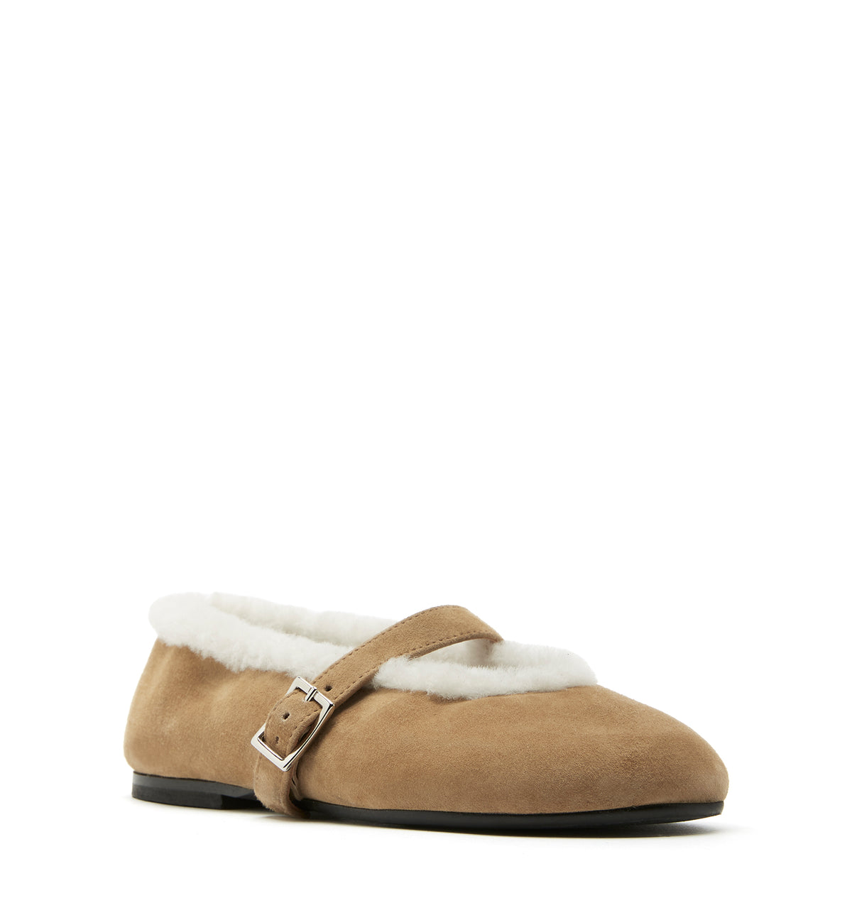 ELEGANT SHEARLING LINED SUEDE FLAT