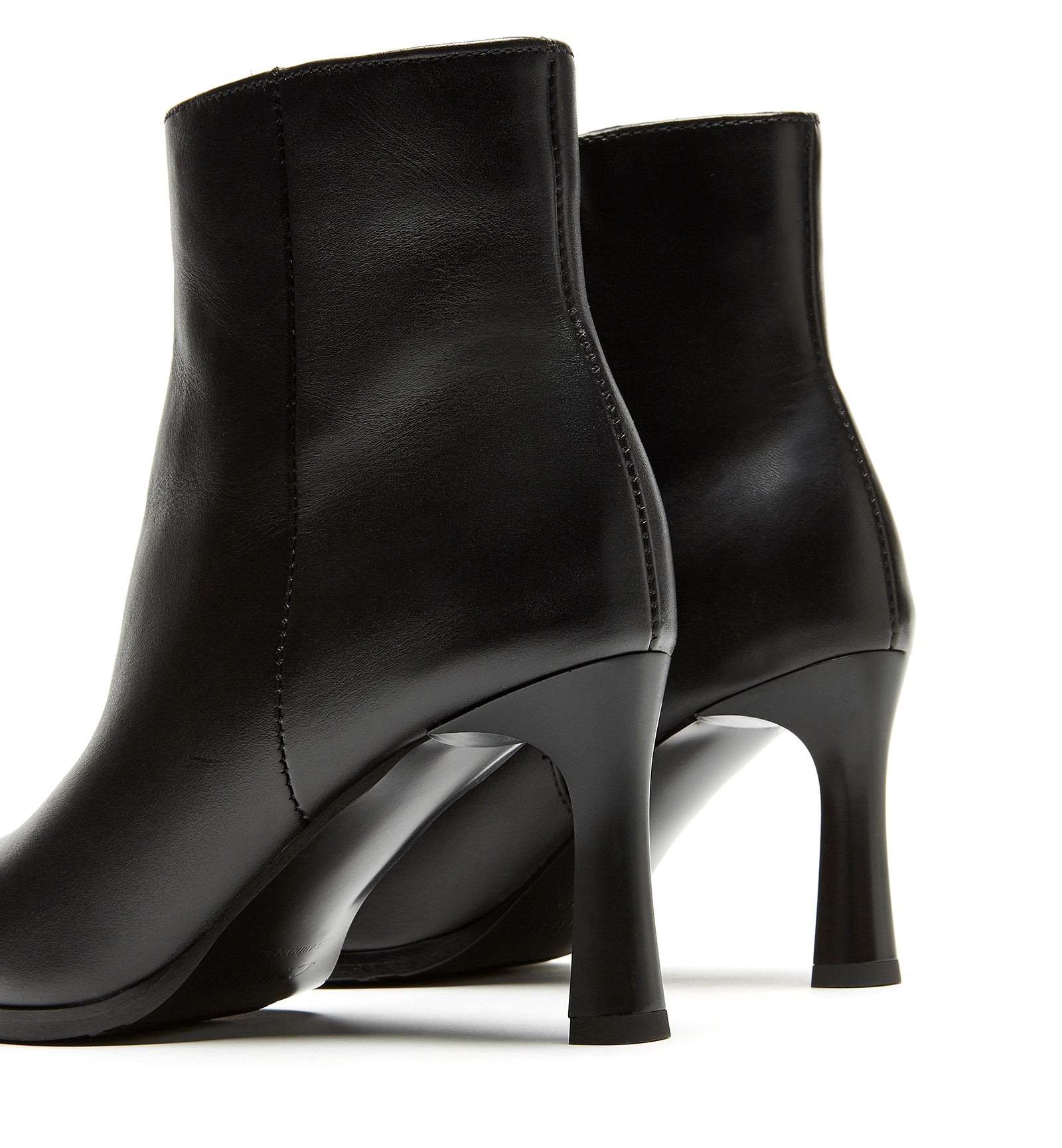 Black leather bootie heels online