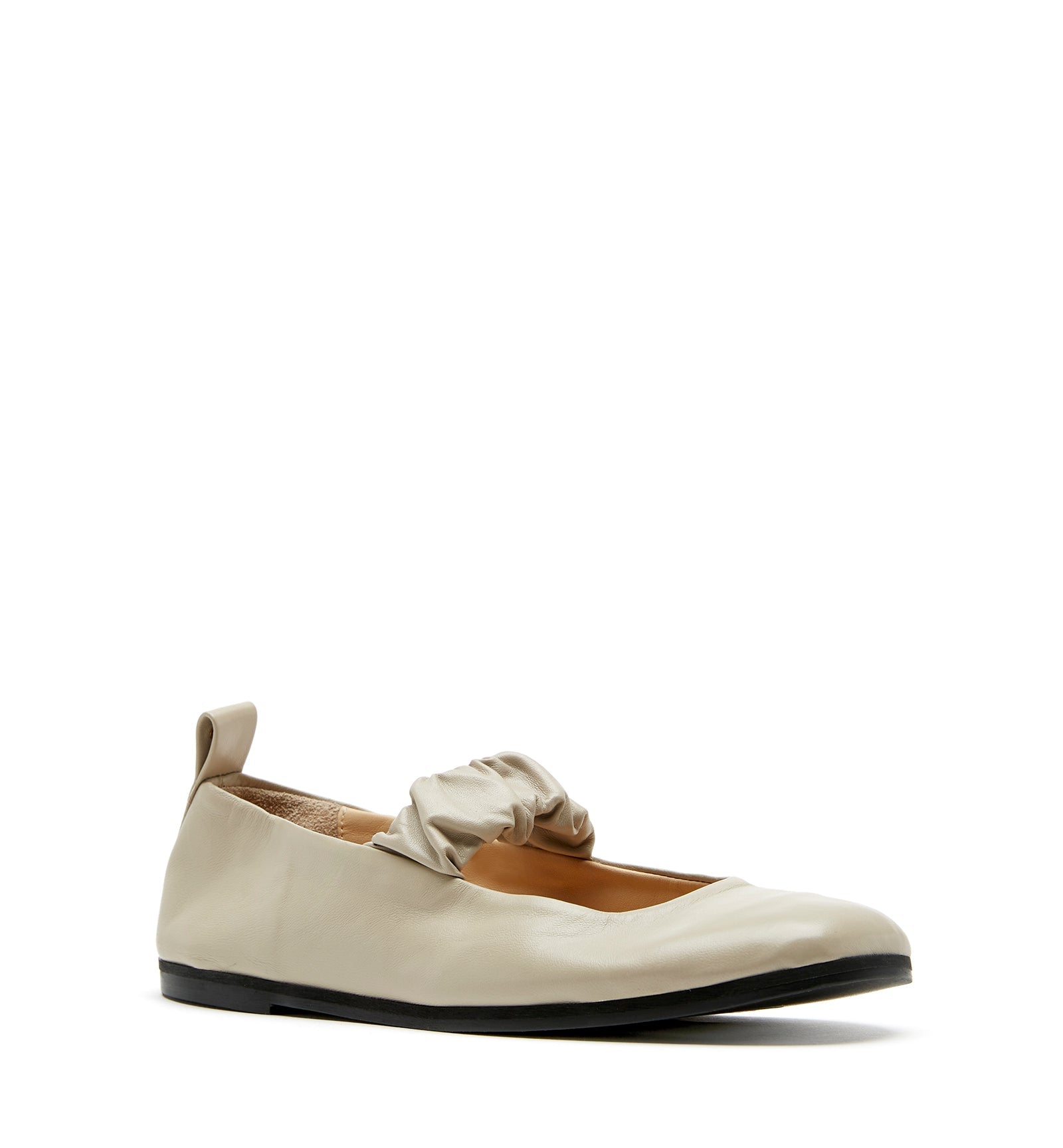 GREY LEATHER MARY JANE FLAT - La Canadienne