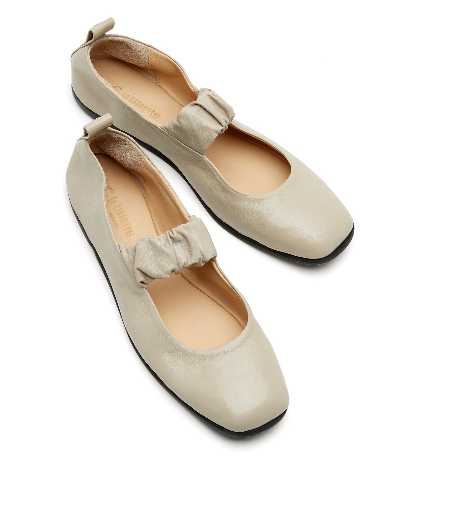 GREY LEATHER MARY JANE FLAT - La Canadienne