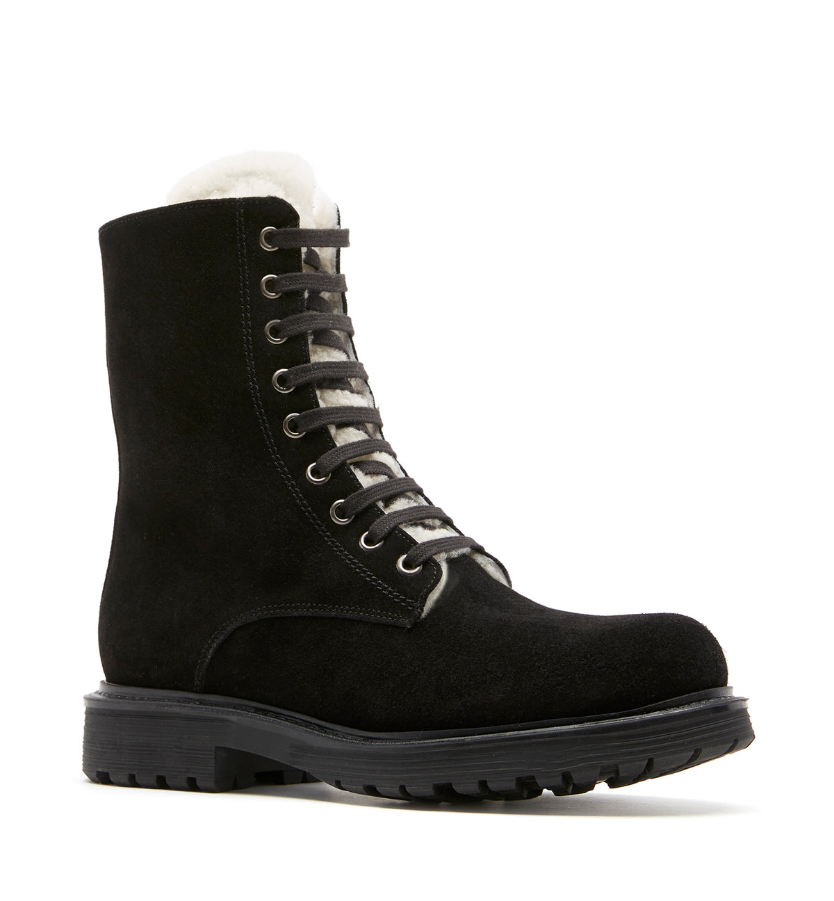 HELPFUL SHEARLING LINED SUEDE LACE UP BOOTIE - La Canadienne