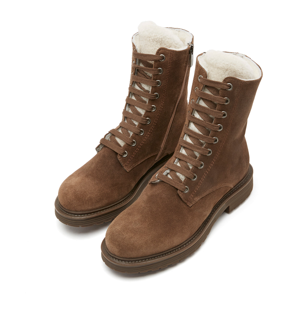 HELPFUL SHEARLING LINED SUEDE LACE UP BOOTIE - La Canadienne