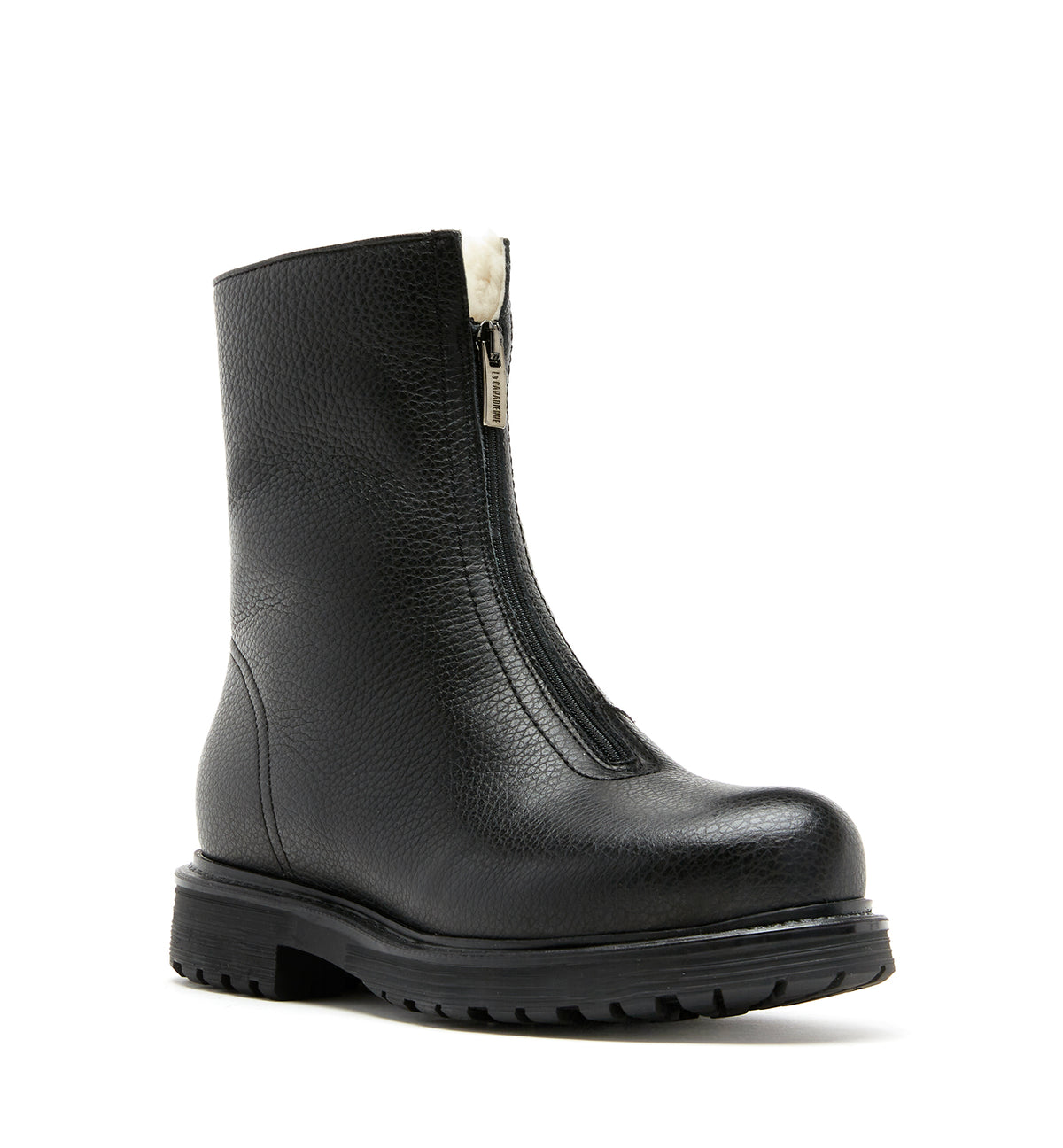 HEROIC SHEARLING LINED PEBBLE LEATHER BOOTIE - La Canadienne