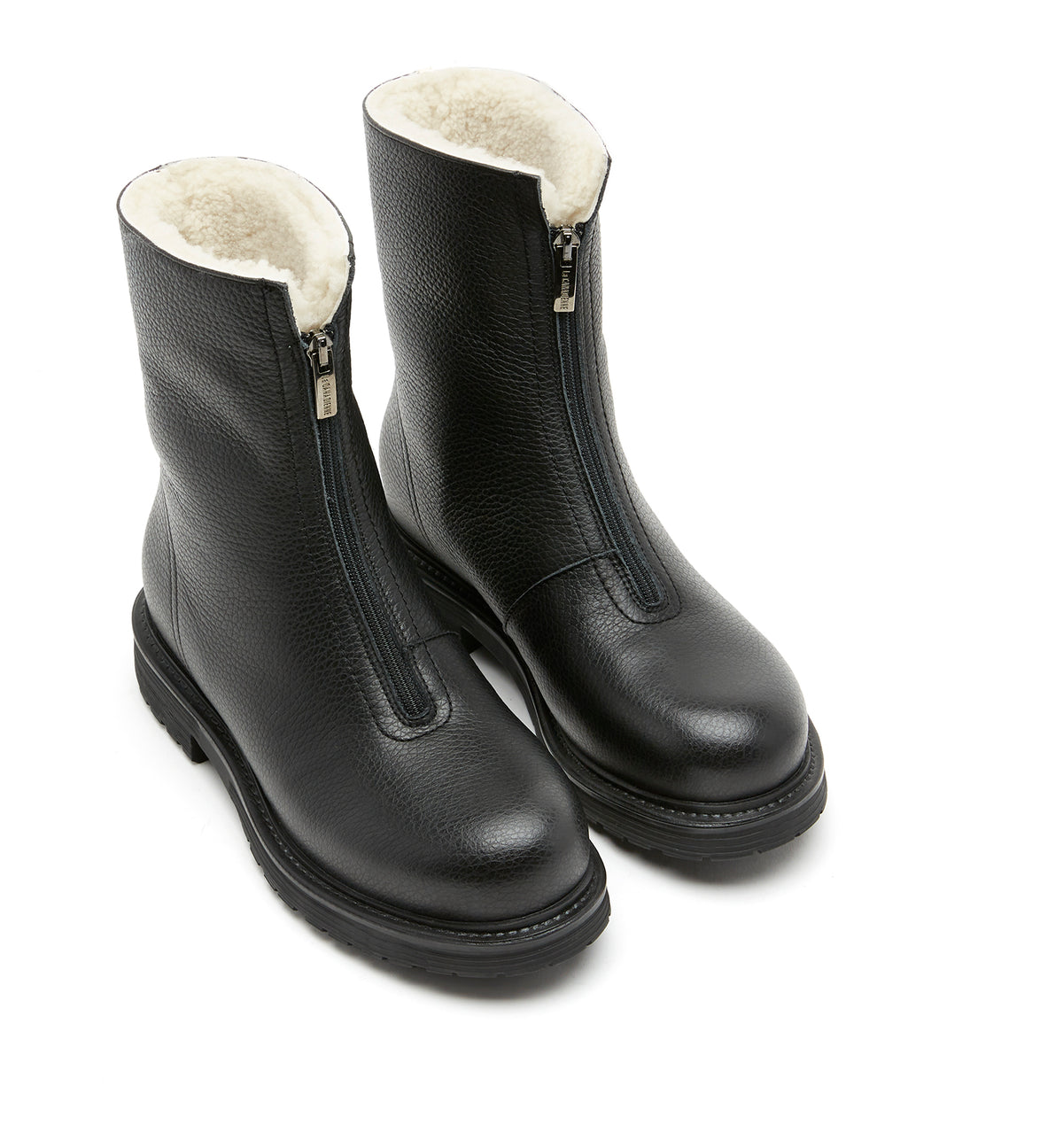 HEROIC SHEARLING LINED PEBBLE LEATHER BOOTIE - La Canadienne
