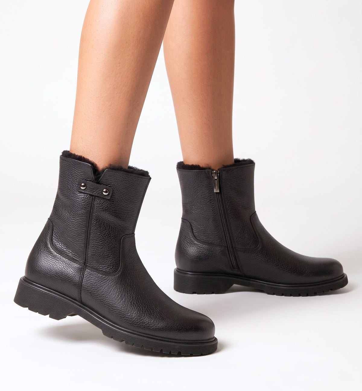 HOGAN SHEARLING-LINED PEBBLE LEATHER BOOTIE — Item 6 of 6