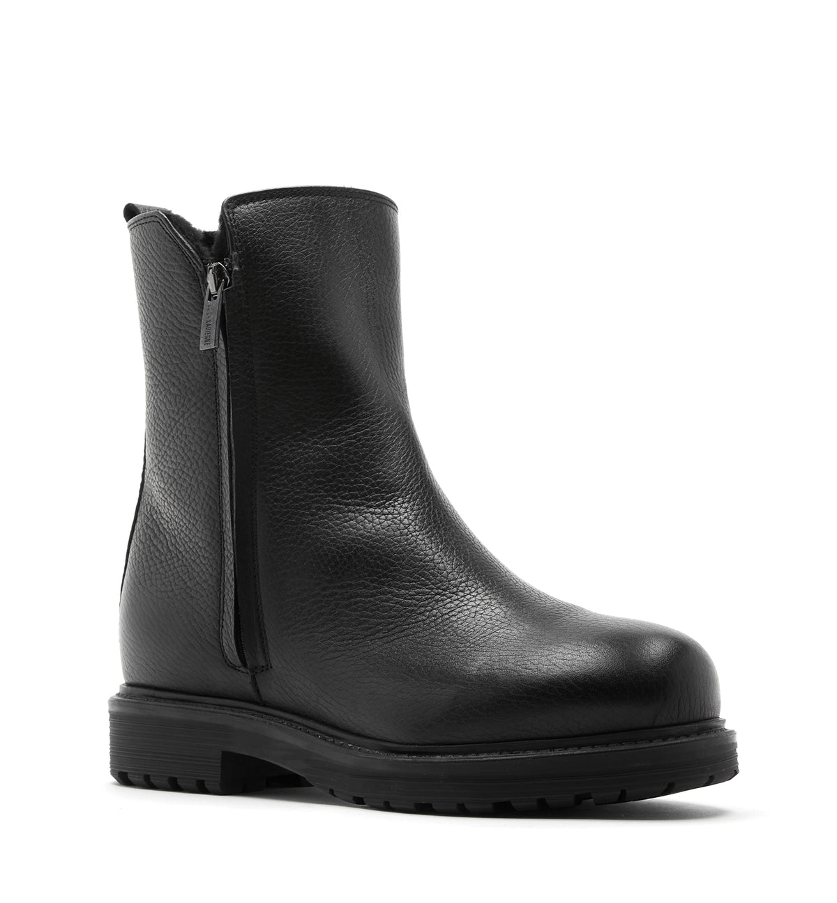 HYPE SHEARLING LINED PEBBLE LEATHER BOOTIE - La Canadienne