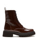 KNOWLEDGE CRUSHED LEATHER LACE UP BOOTIE