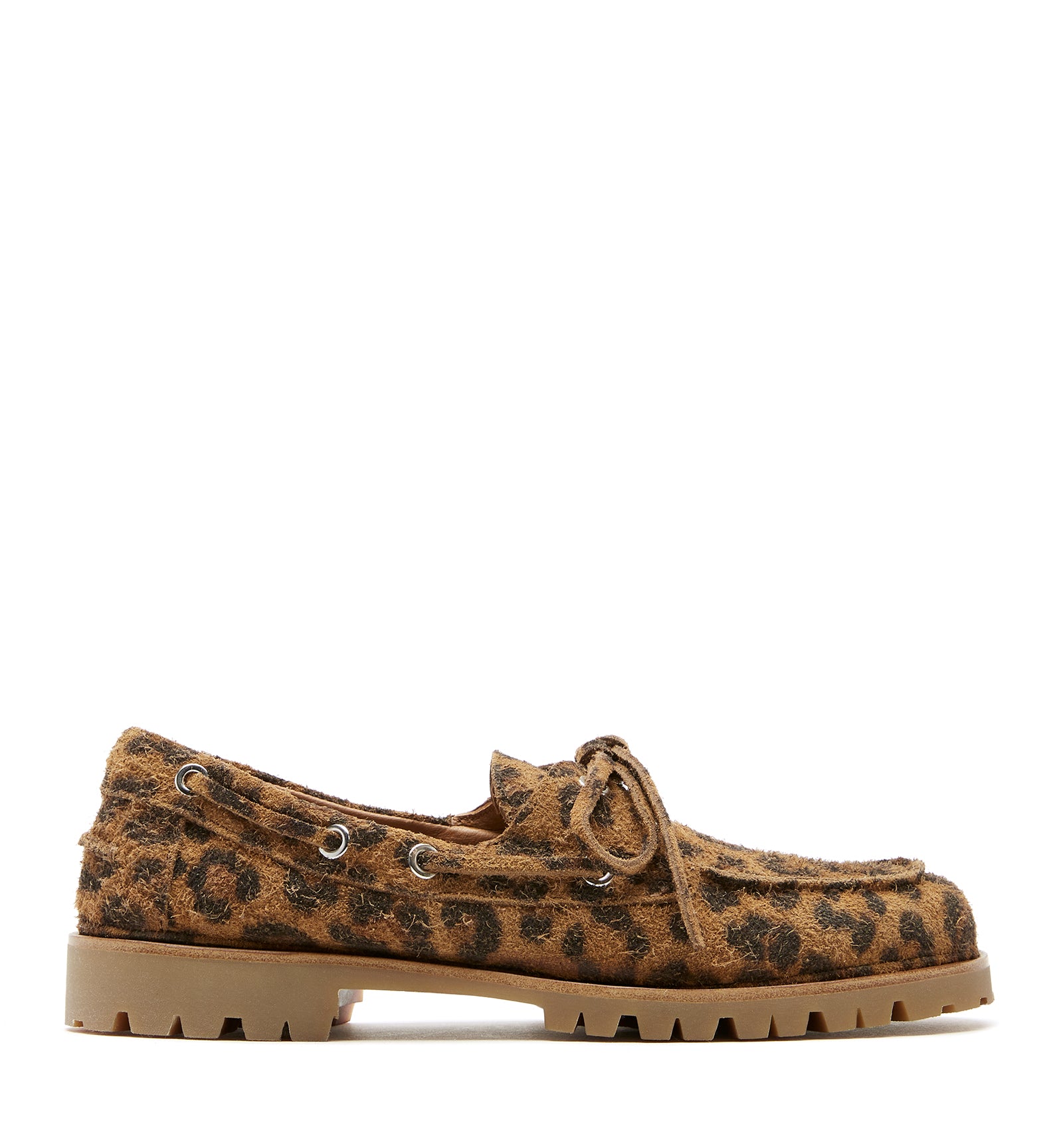 MAJESTIQUE LEOPARD-PRINT SUEDE BOAT SHOE