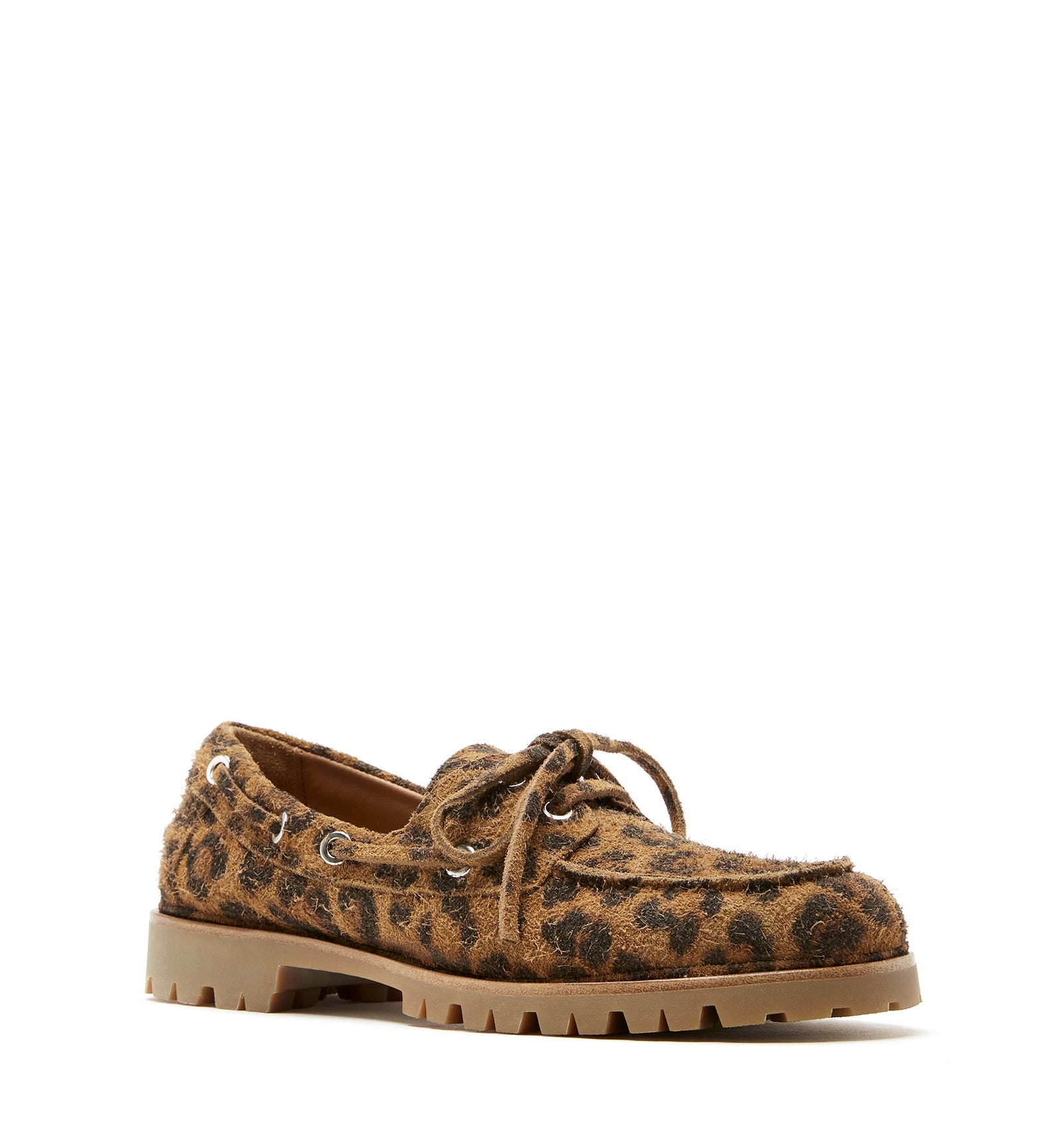 MAJESTIQUE LEOPARD-PRINT SUEDE BOAT SHOE