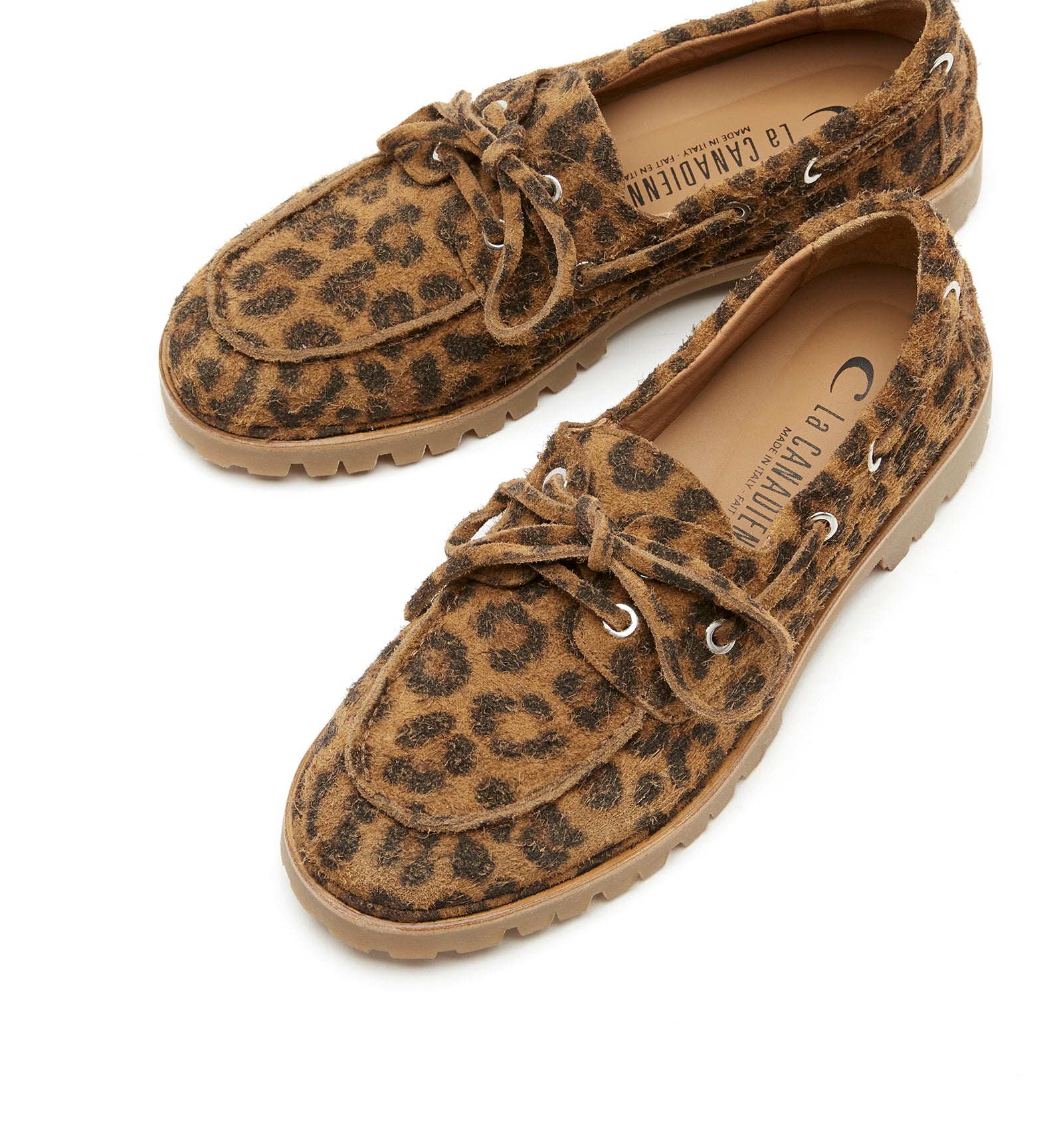 MAJESTIQUE LEOPARD-PRINT SUEDE BOAT SHOE