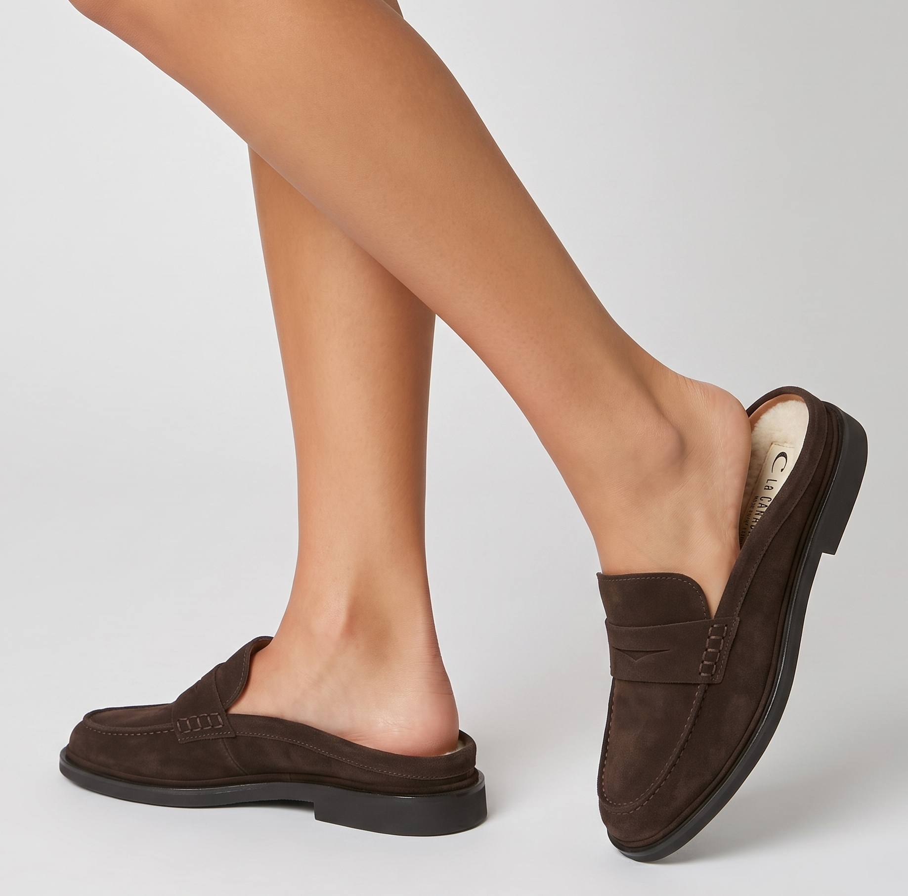 MALCAM SHEARLING LINED SUEDE MULE