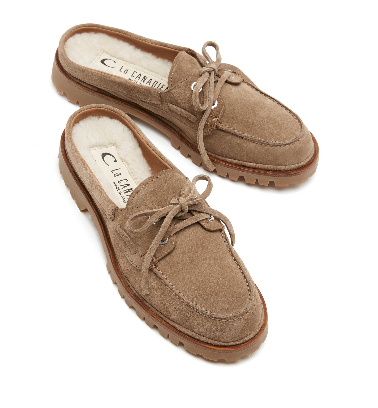MINDFUL SHEARLING LINED SUEDE MULE