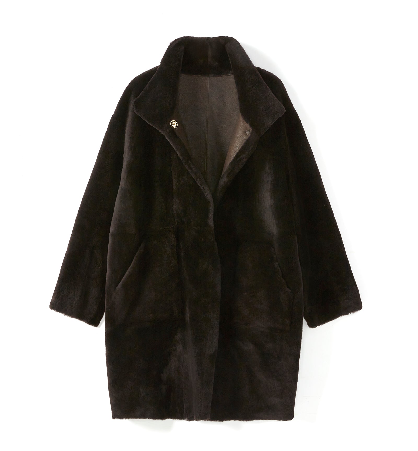 NERO SHEARLING REVERSIBLE LONG COAT