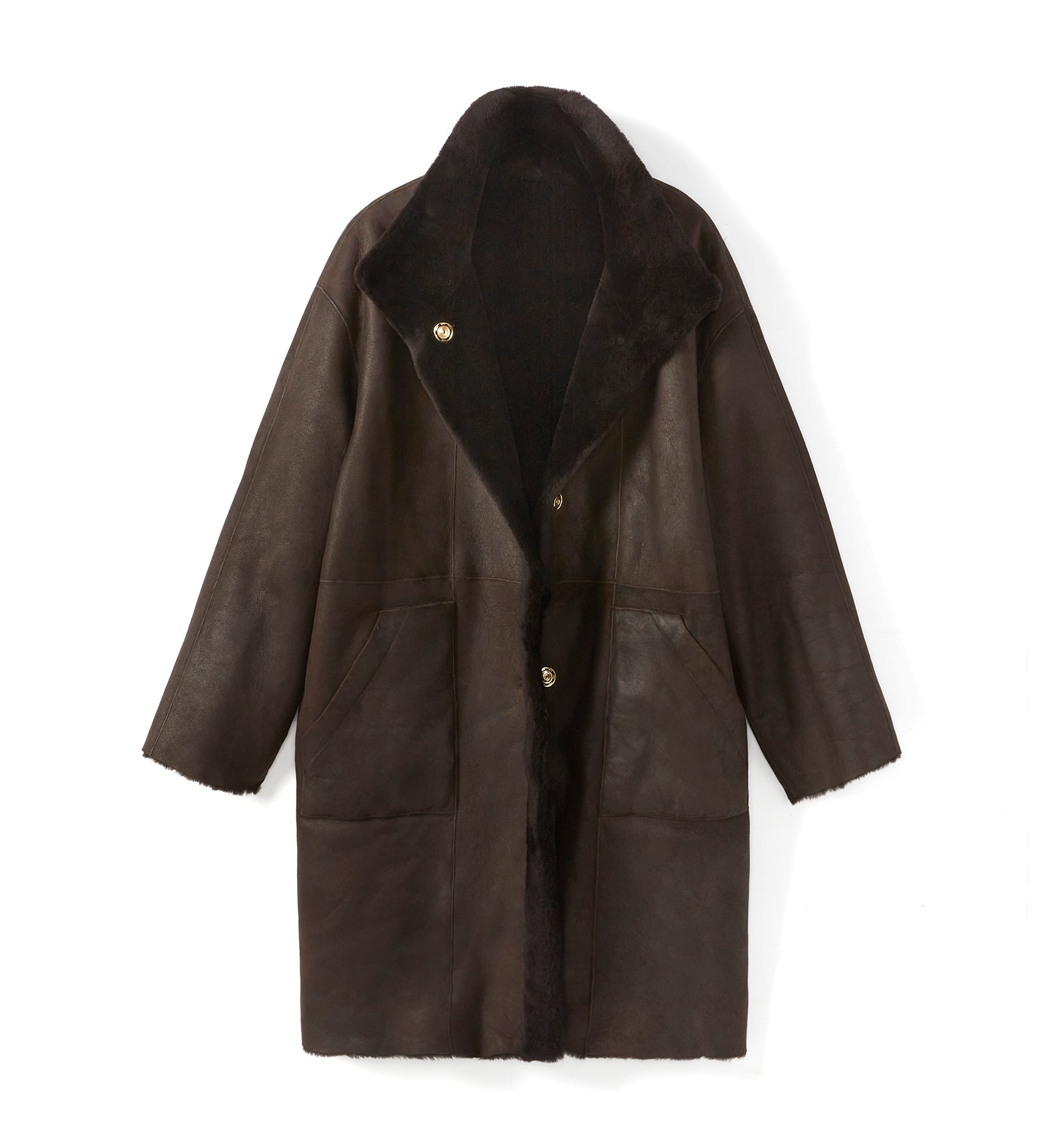 NERO SHEARLING REVERSIBLE LONG COAT