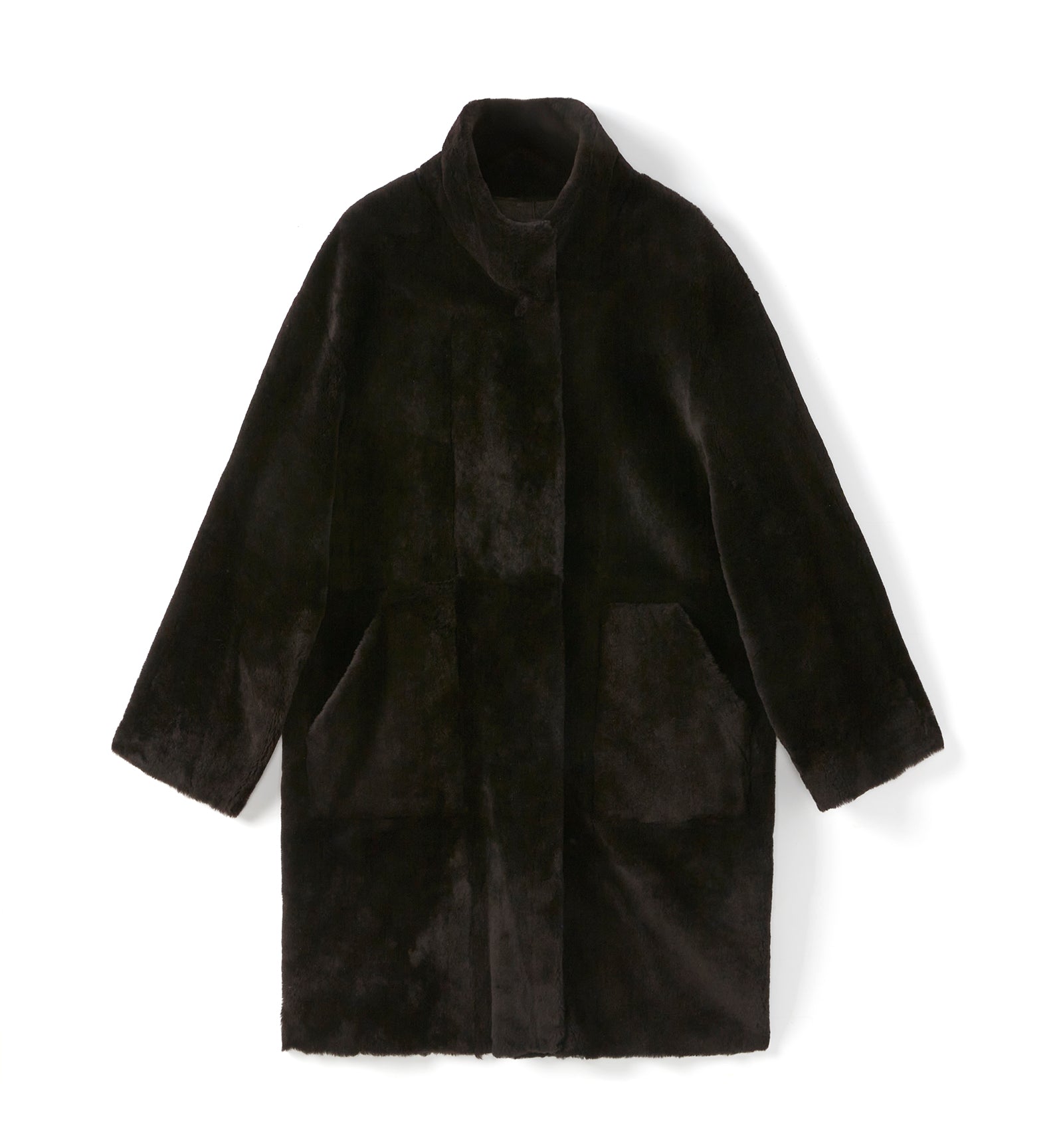 NERO SHEARLING REVERSIBLE LONG COAT