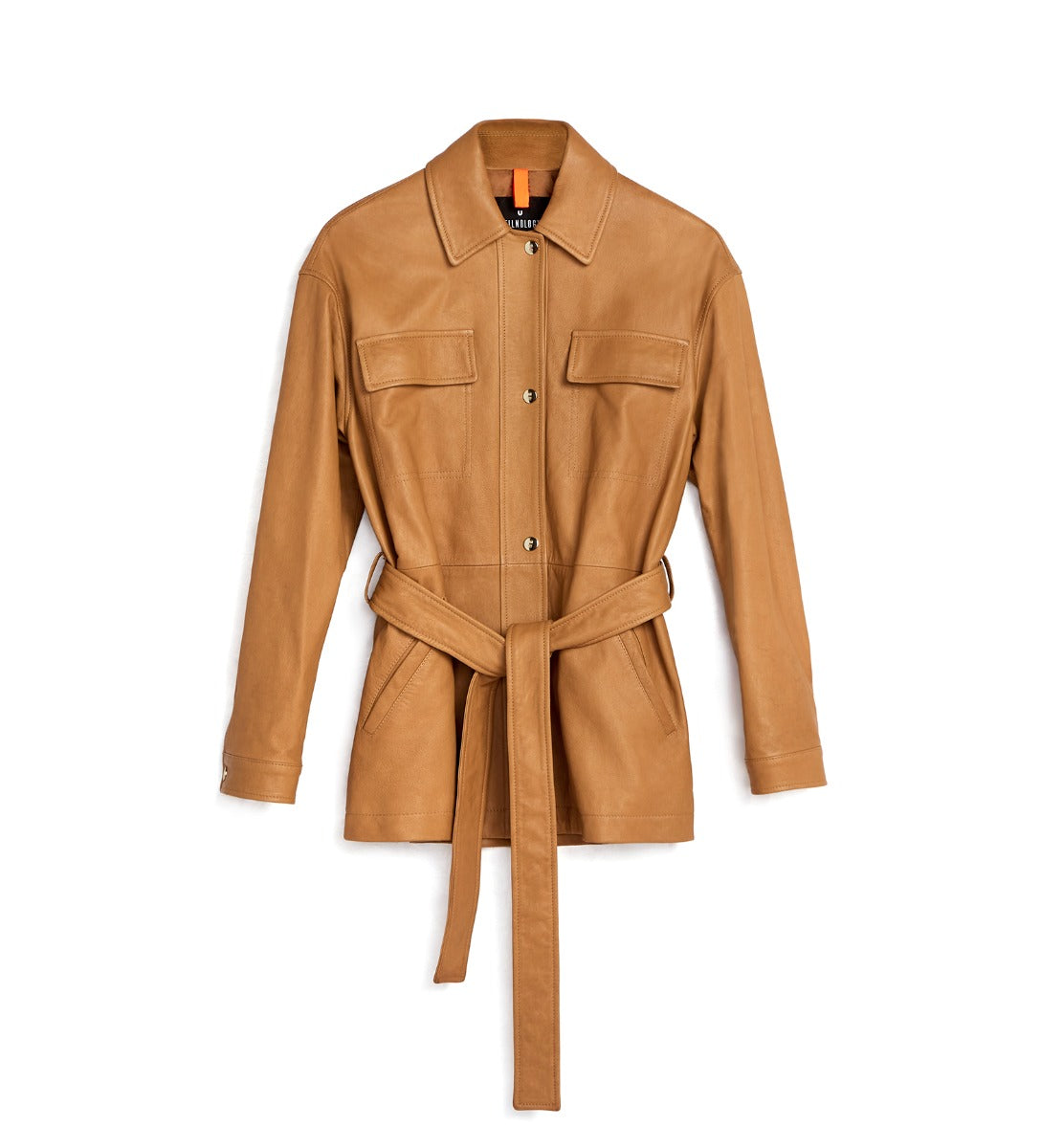 NALINI BELTED LEATHER SHIRT JACKET