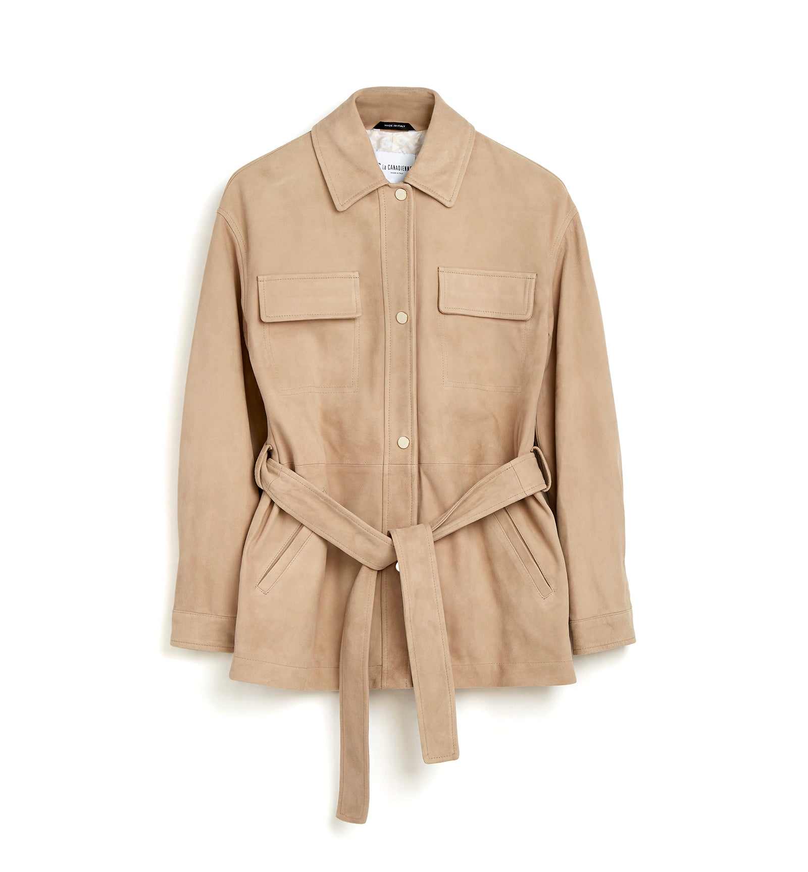 NALINI BELTED SUEDE SHIRT JACKET