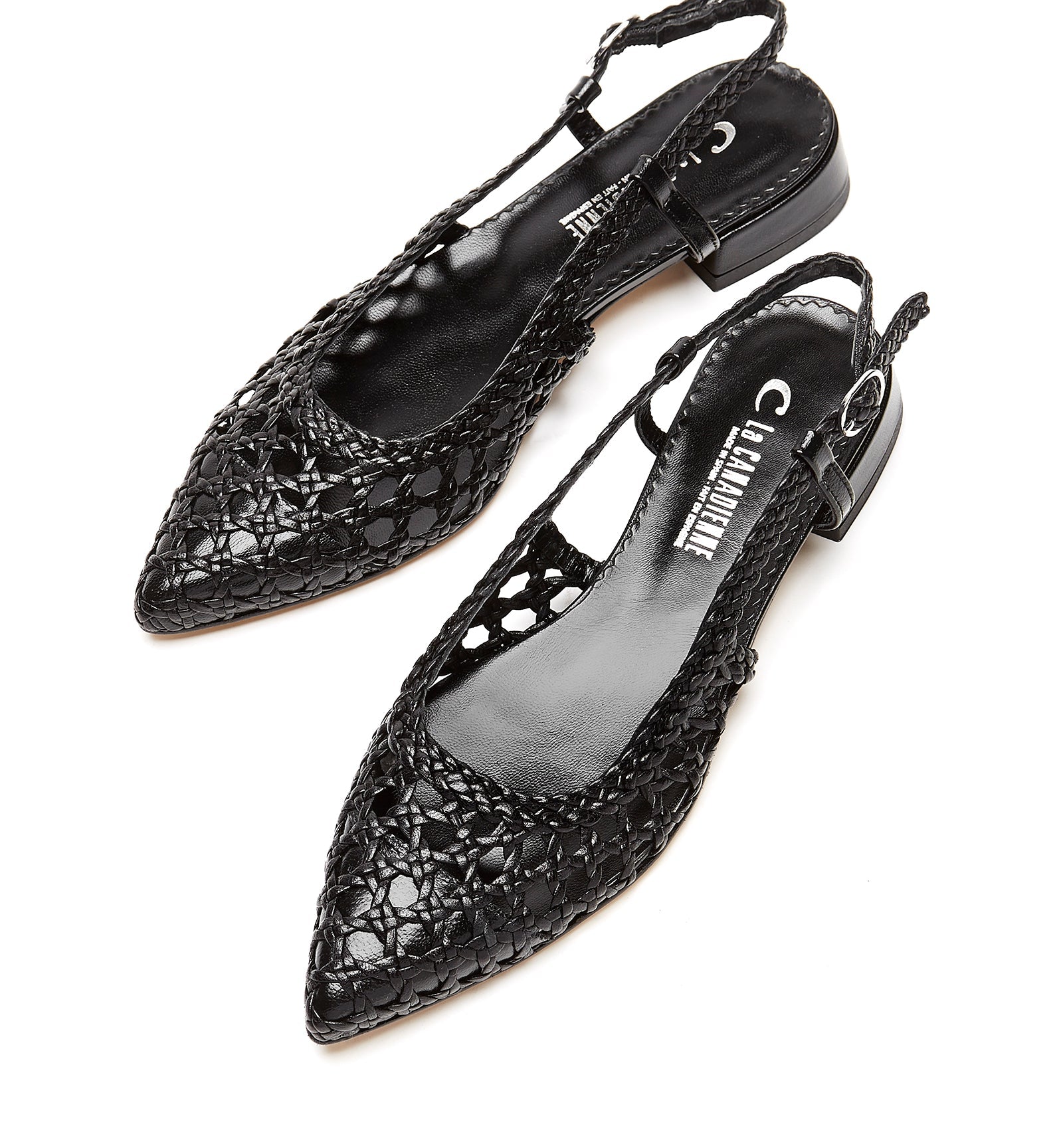 PLAYFUL SLINGBACK WOVEN LEATHER FLAT - La Canadienne