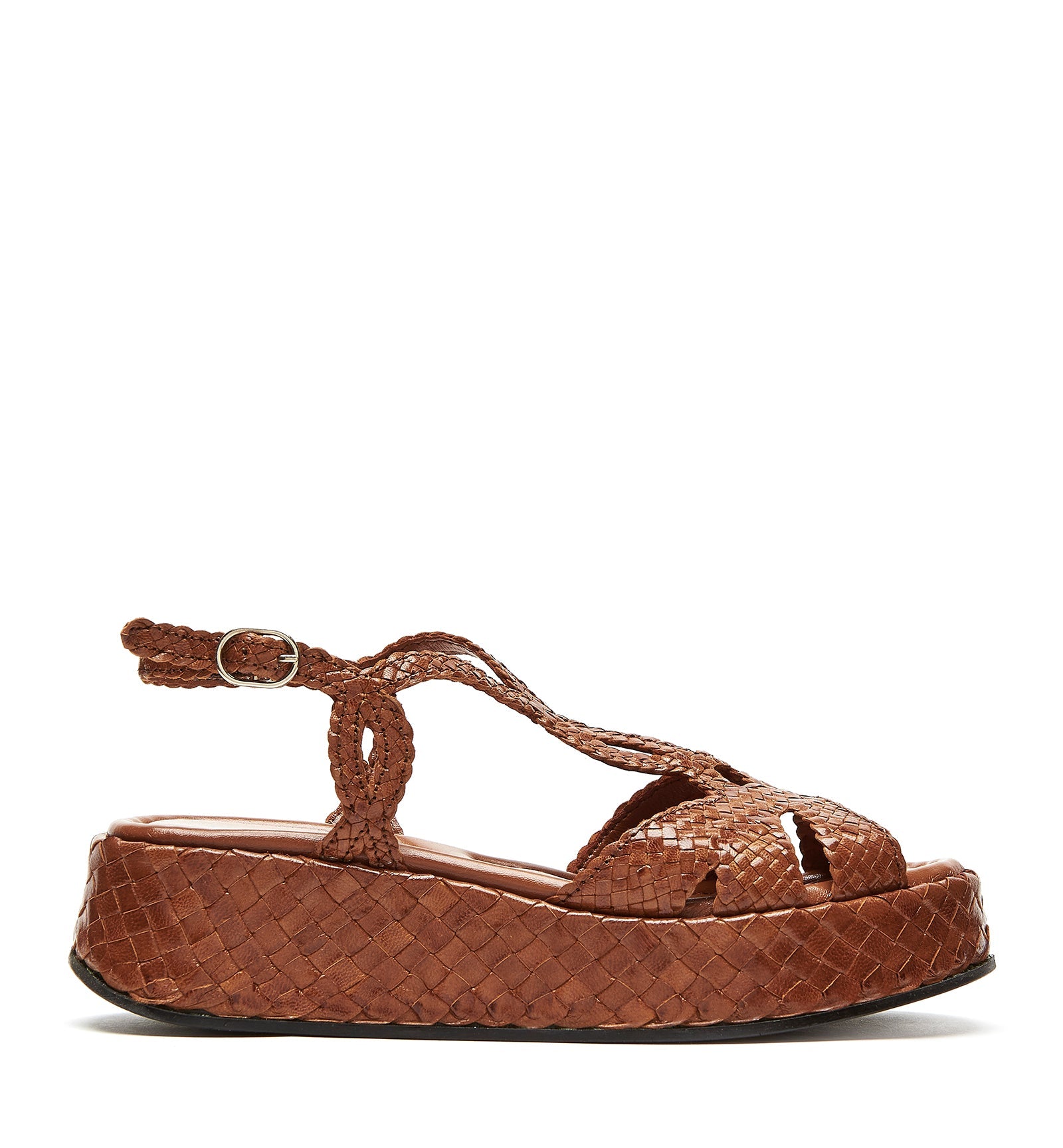 PONY WOVEN LEATHER PLATFORM SANDAL - La Canadienne
