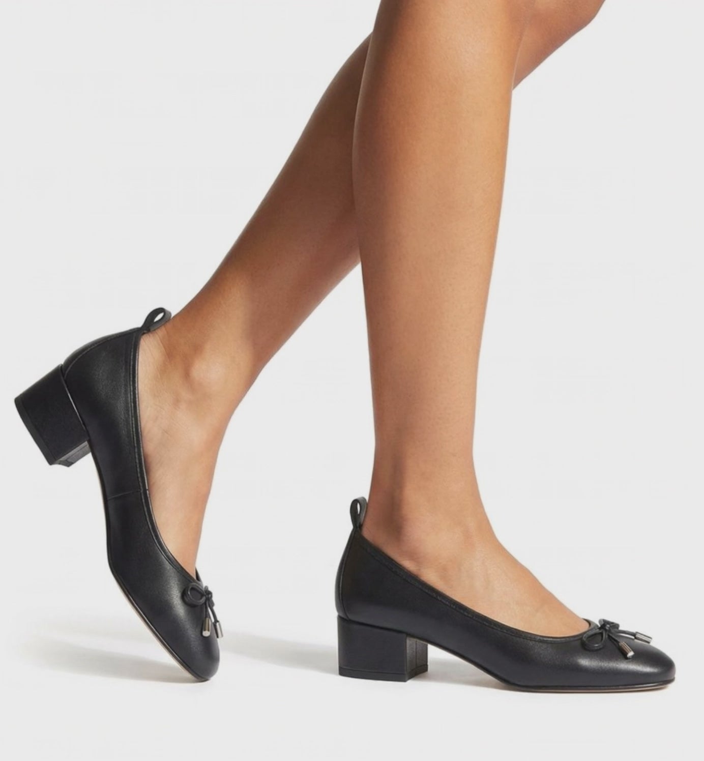 AMIE LEATHER HEELED BALLERINA