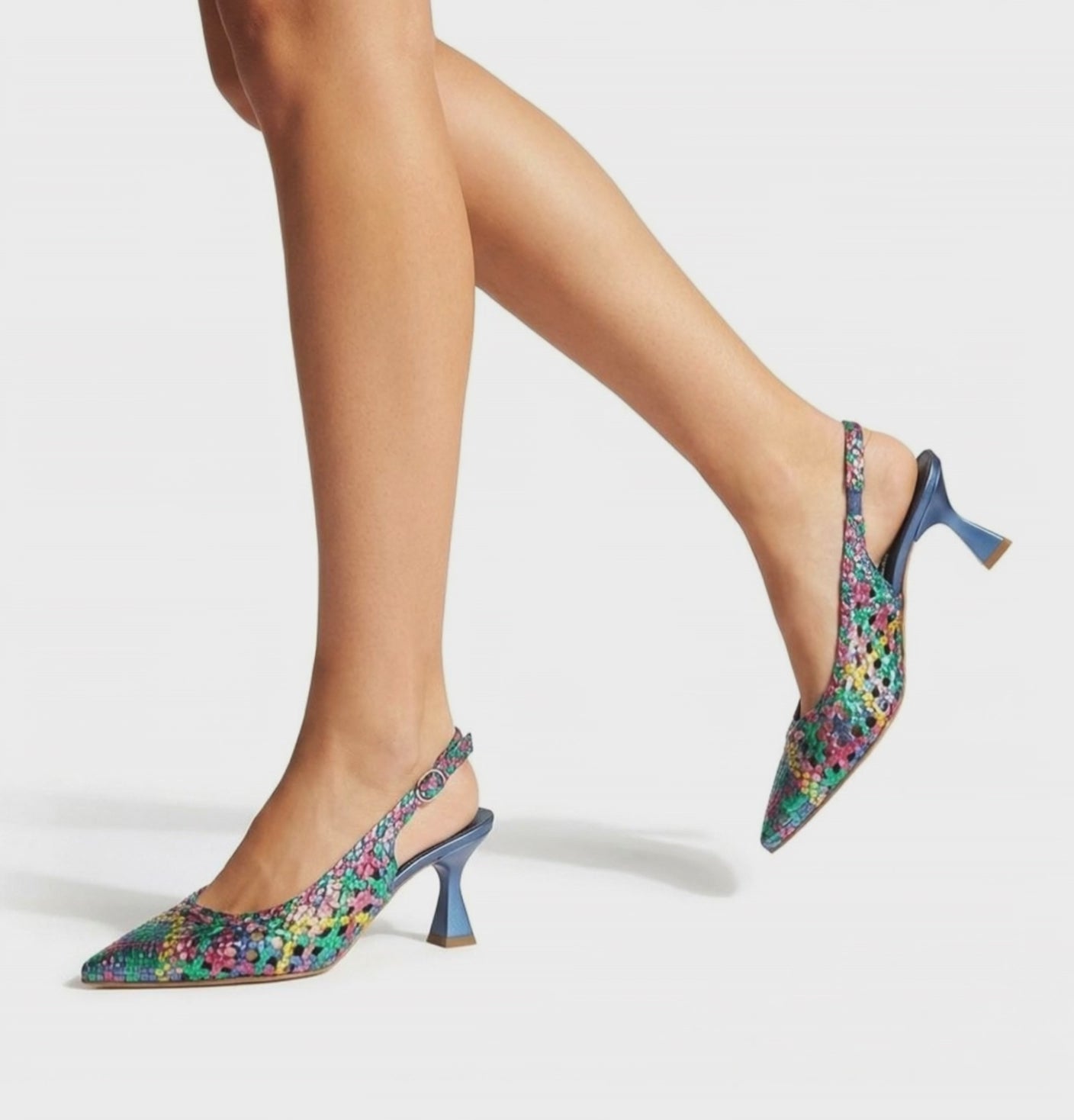 PUMP SLINGBACK WOVEN LEATHER PUMP