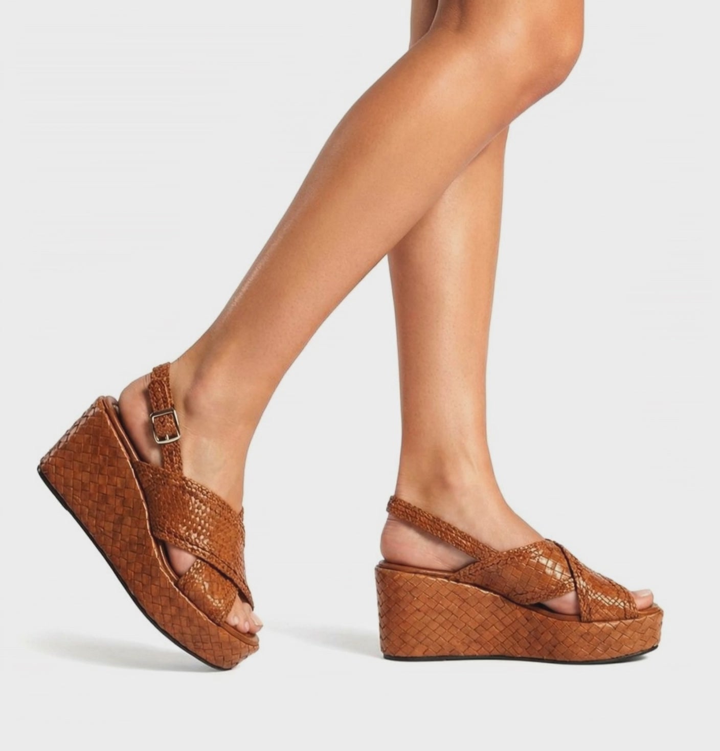 PAYTIN SANDALE COMPENSÉE EN CUIR TRESSÉ