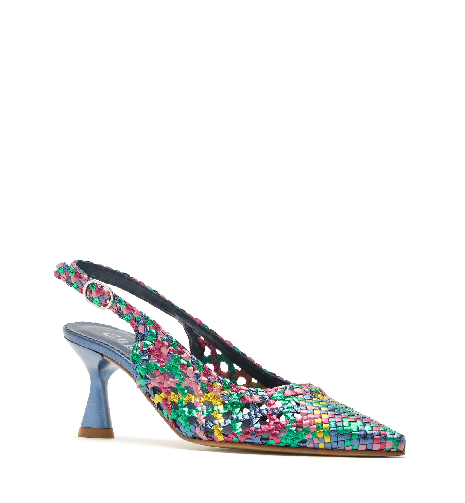 PUMP SLINGBACK WOVEN LEATHER PUMP