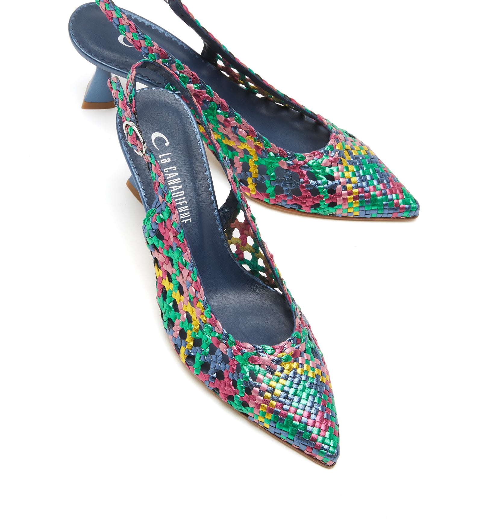 PUMP SLINGBACK WOVEN LEATHER PUMP