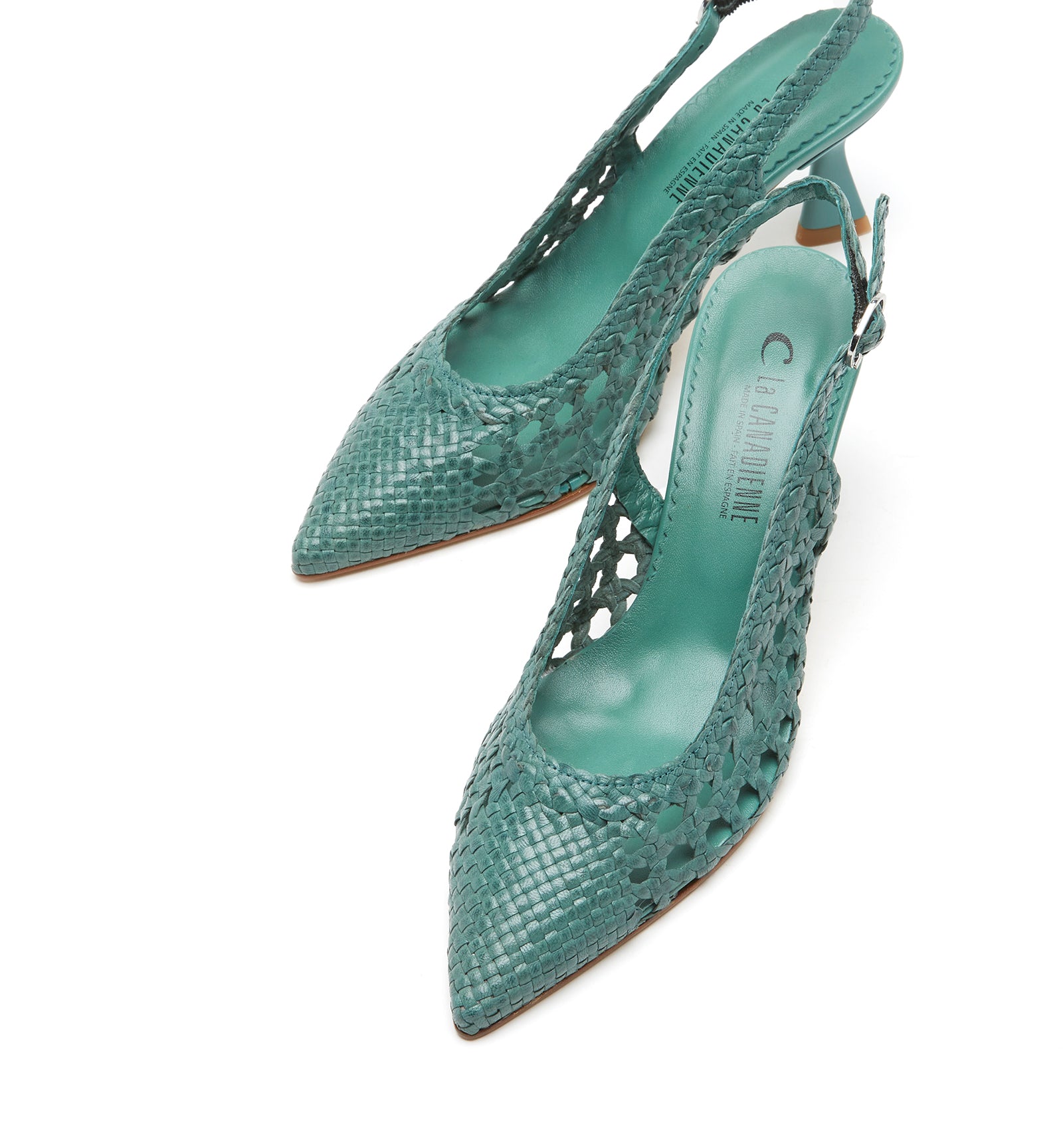 PUMP SLINGBACK WOVEN LEATHER PUMP
