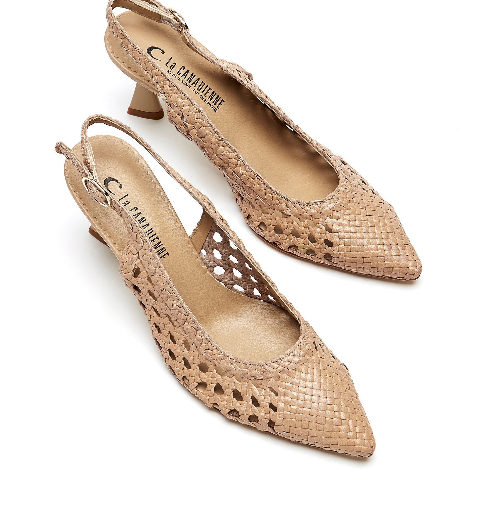 PUMP SLINGBACK WOVEN LEATHER PUMP