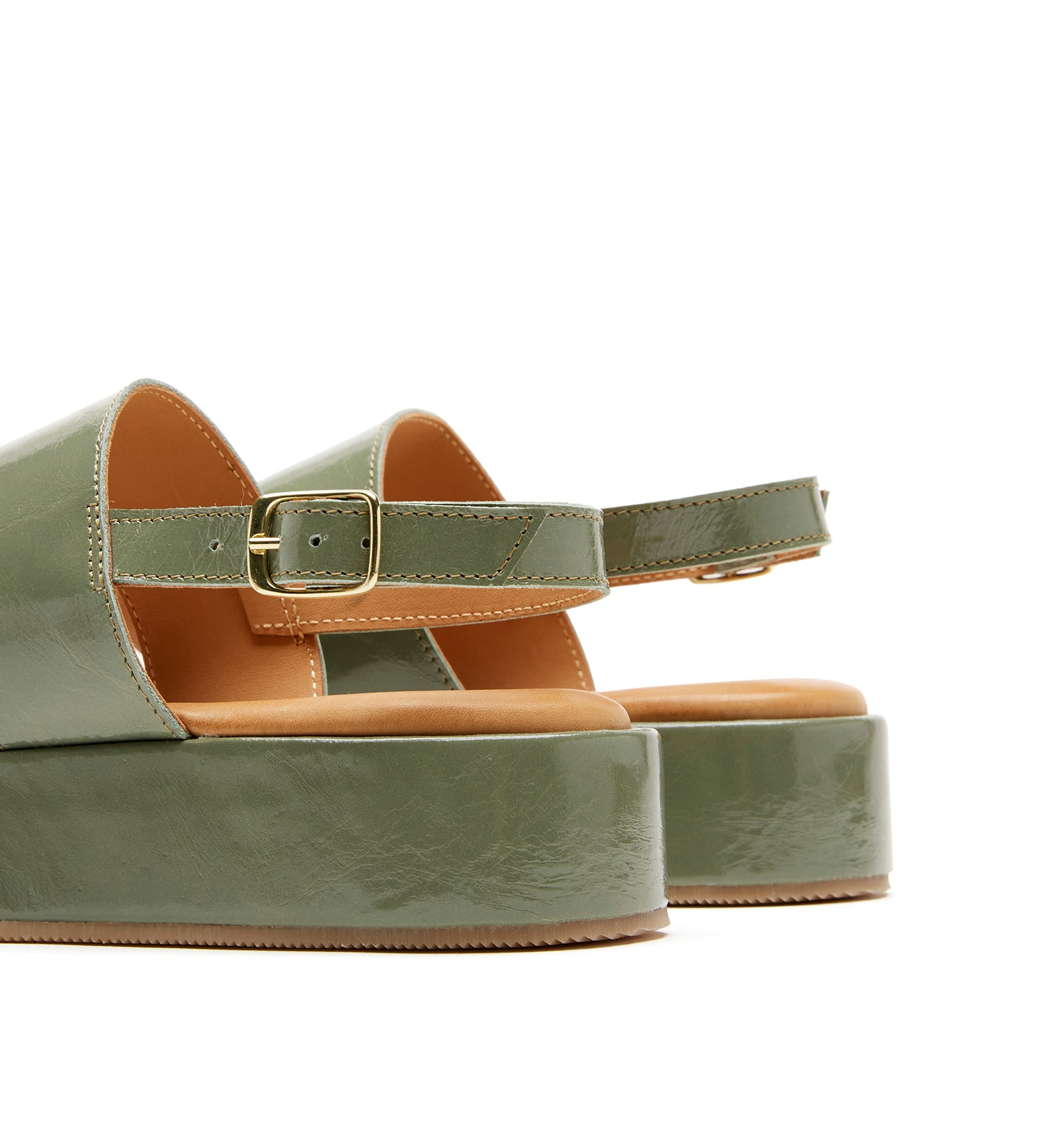 SARAI SANDALE PLATEFORME EN CUIR FROISSÉ