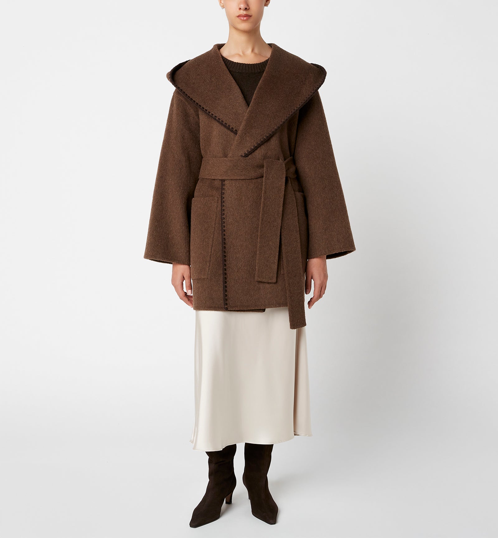 ZANDER MANTEAU CROISÉ COURT EN LAINE MÉLANGÉE 