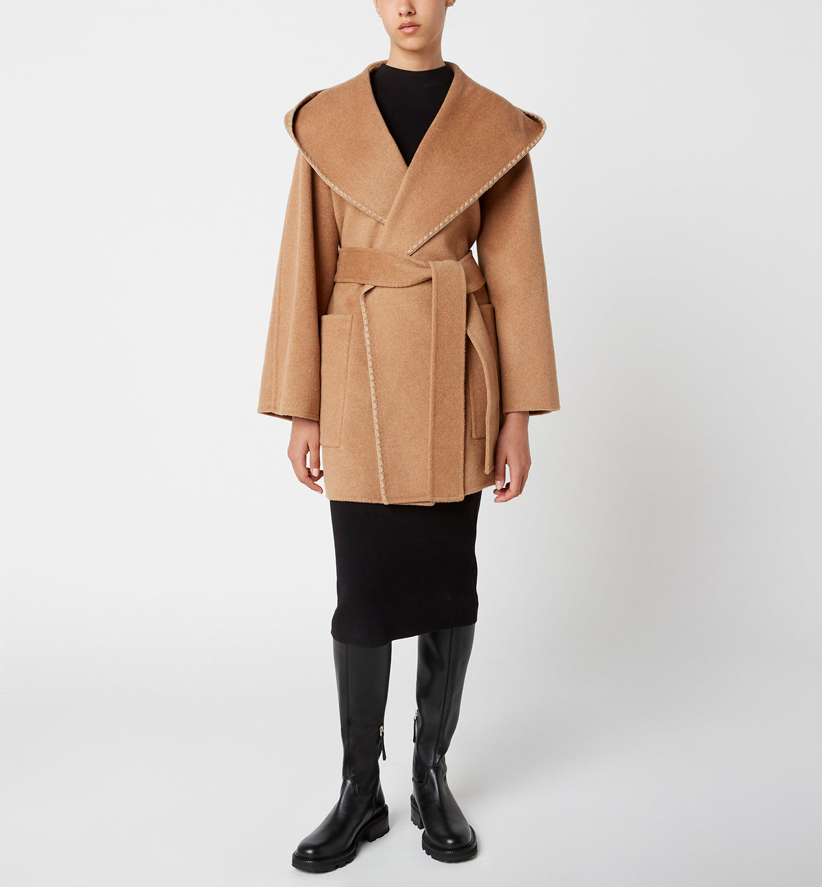 ZANDER MANTEAU CROISÉ COURT EN LAINE MÉLANGÉE  — Elément 14 de 16